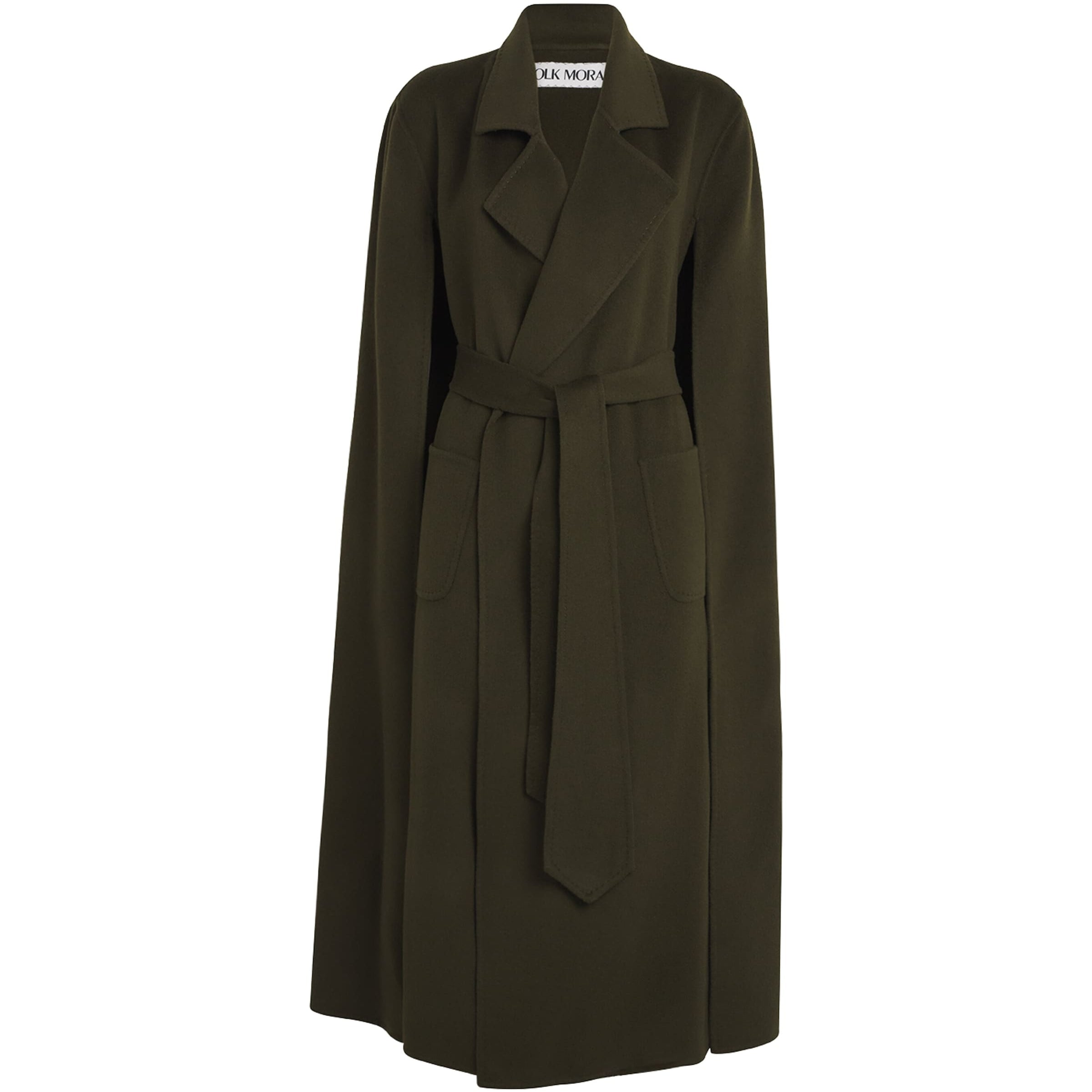 Wolk Morais Brown Cashmere On Set Cape Maxi Coat