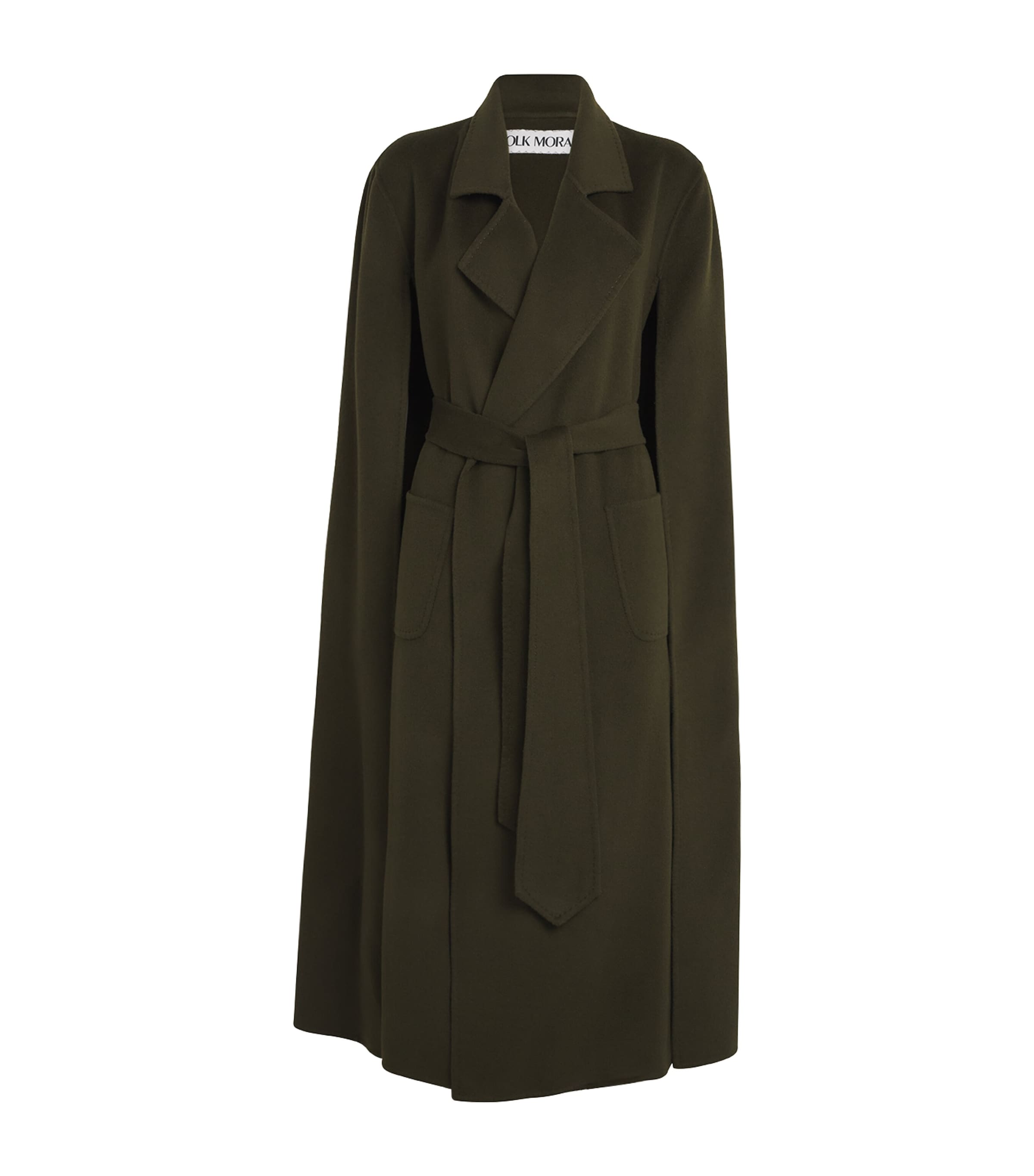 Wolk Morais Brown Cashmere On Set Cape Maxi Coat
