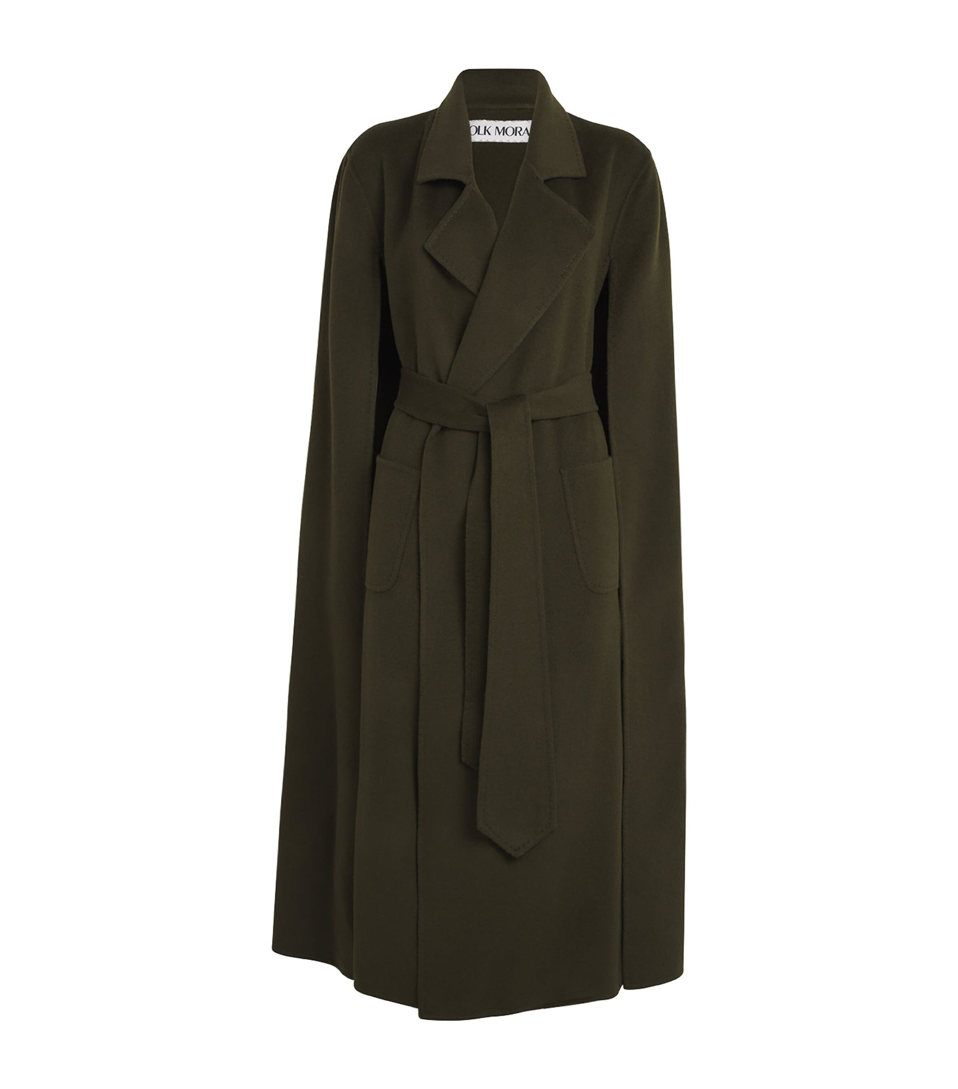 Wolk Morais Brown Cashmere On Set Cape Maxi Coat