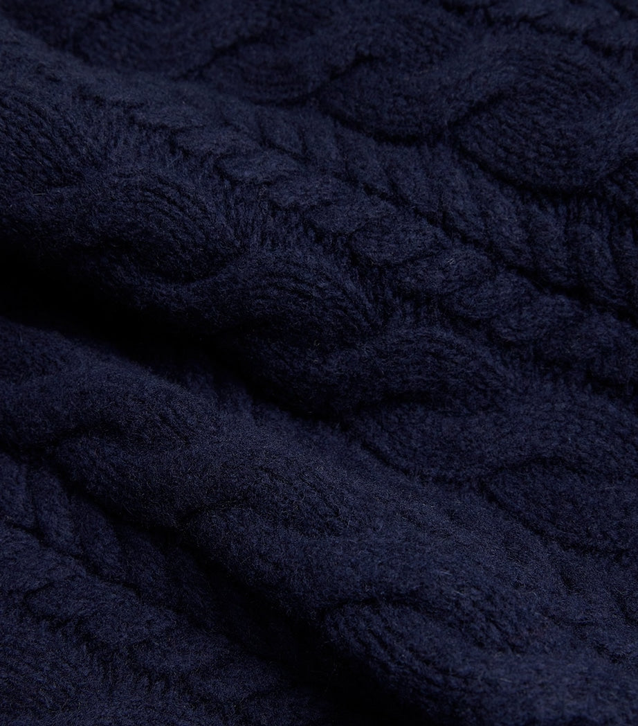 Blue Wool-Cashmere V-Neck Sweater