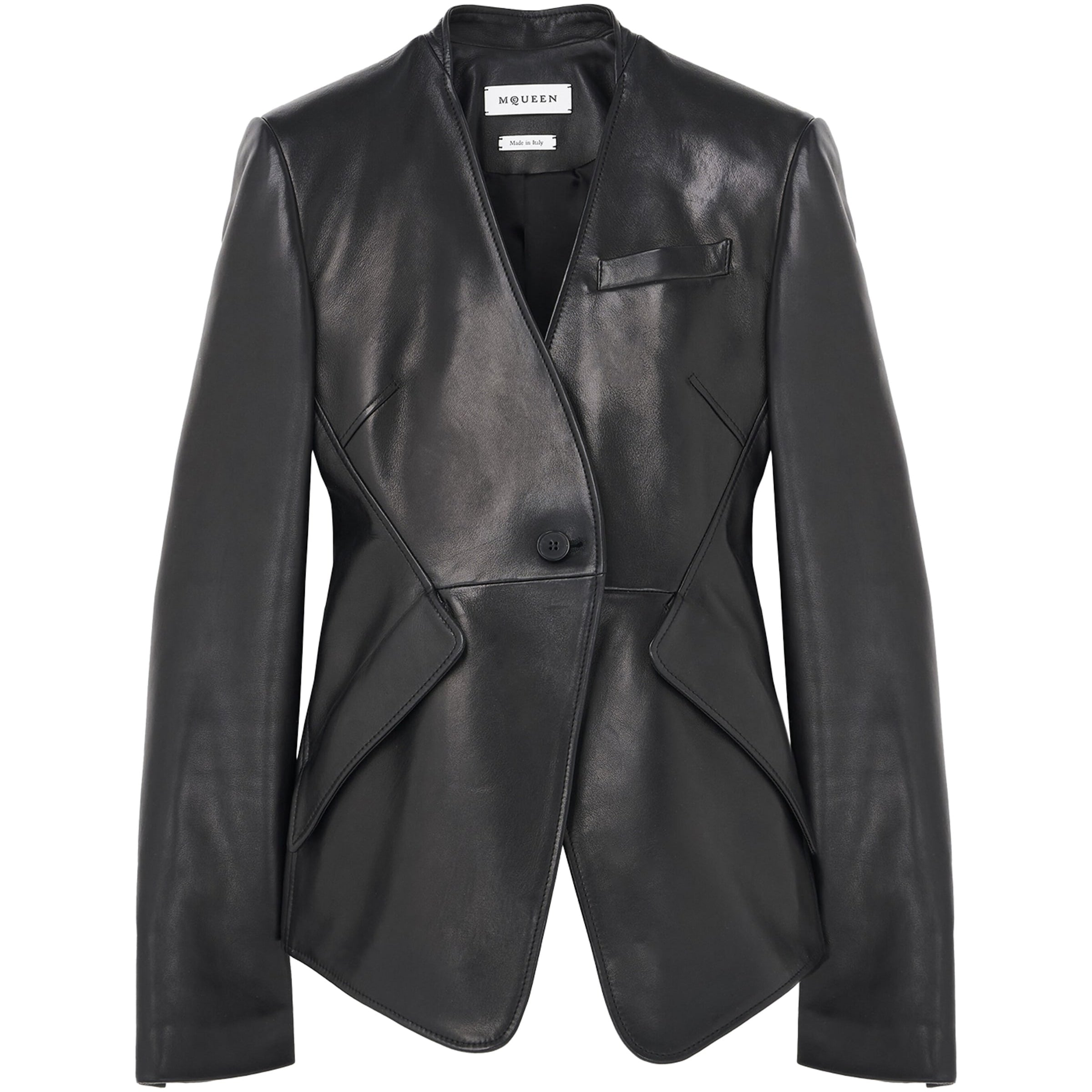 McQueen Black Leather Peplum Jacket