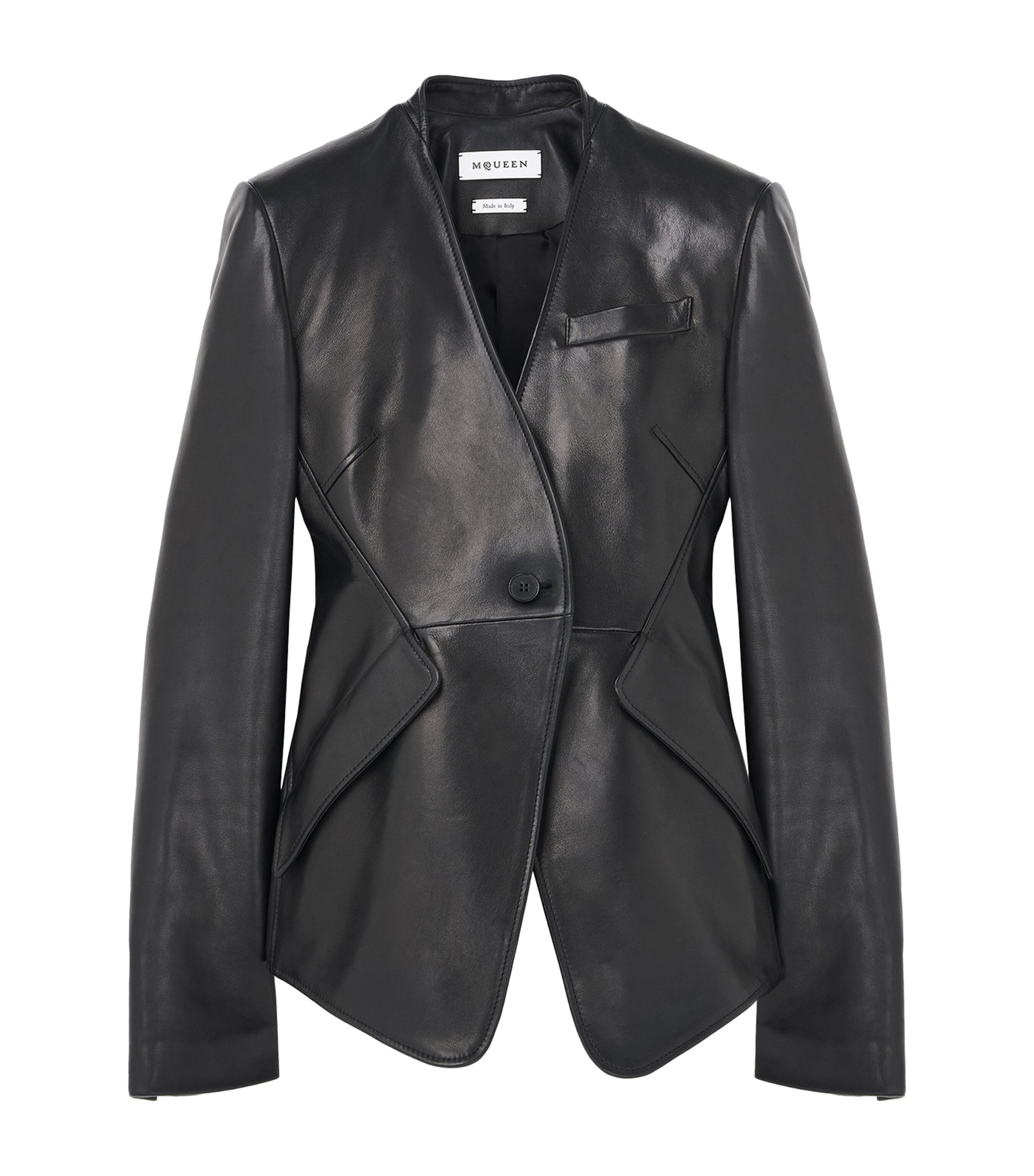 McQueen Black Leather Peplum Jacket