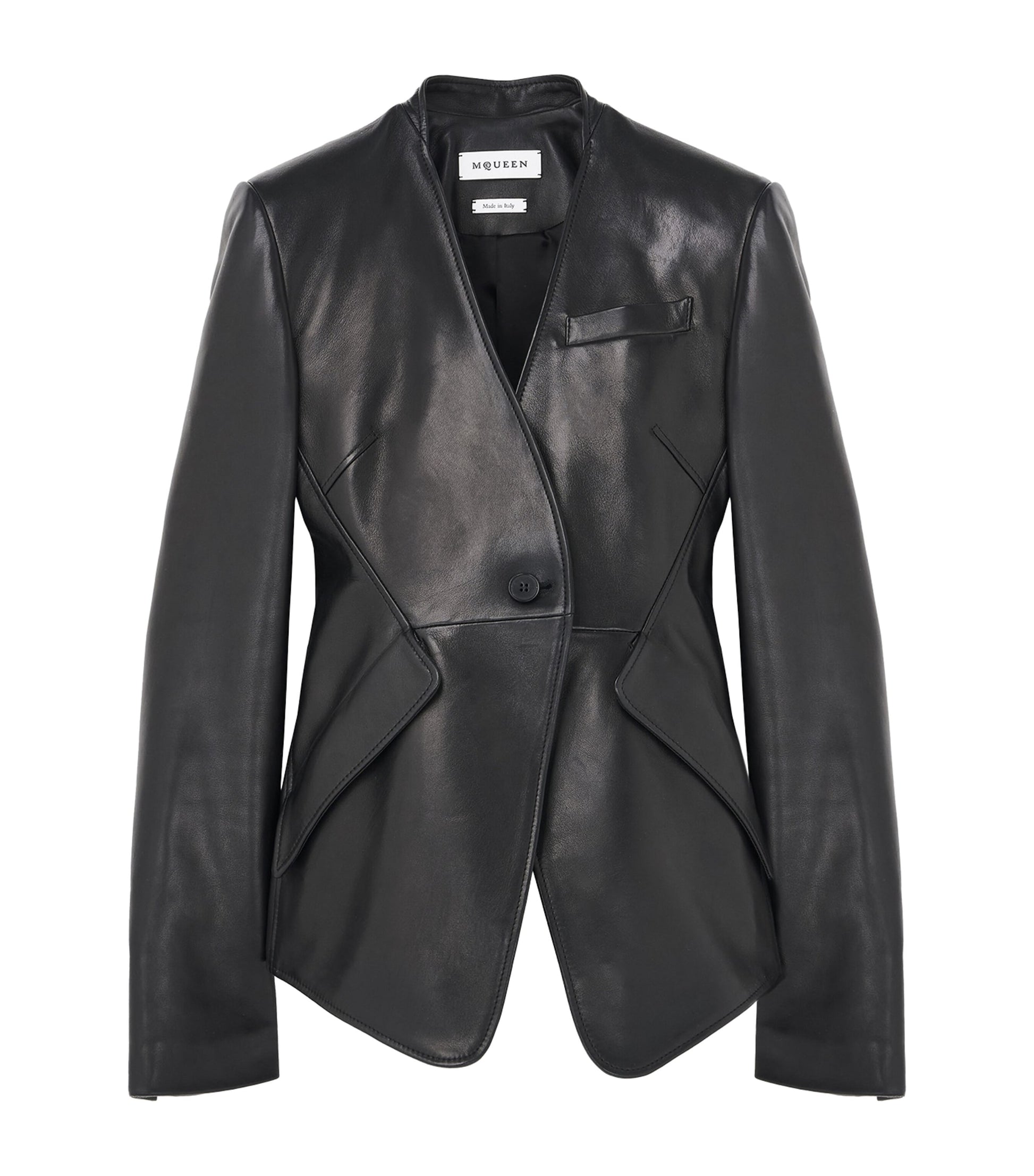 McQueen Black Leather Peplum Jacket
