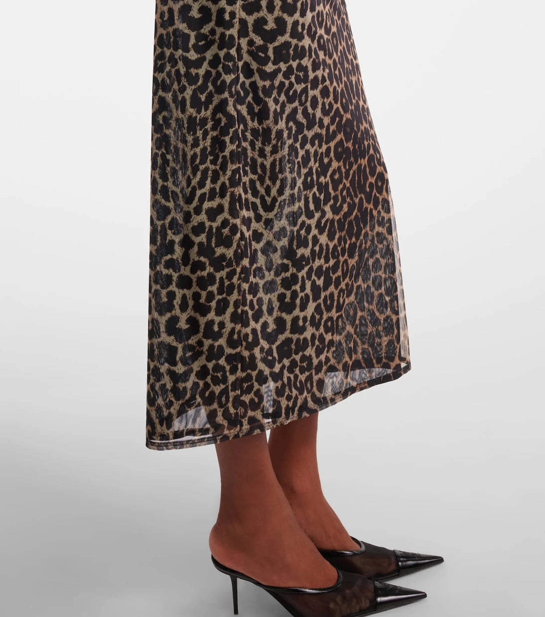 Saint Laurent - Leopard-print tulle slip dress