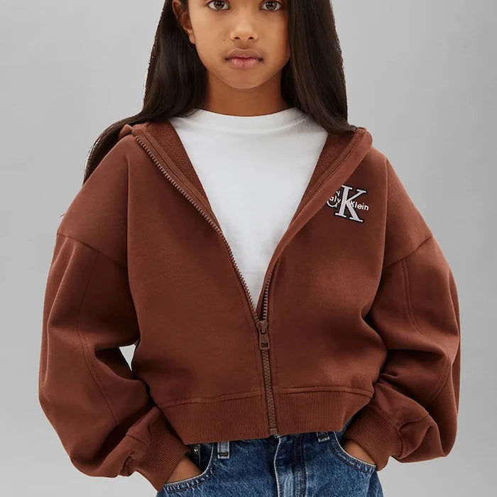 Calvin Klein Jeans çocuk pamuklu kapüşonlu sweatshirt
