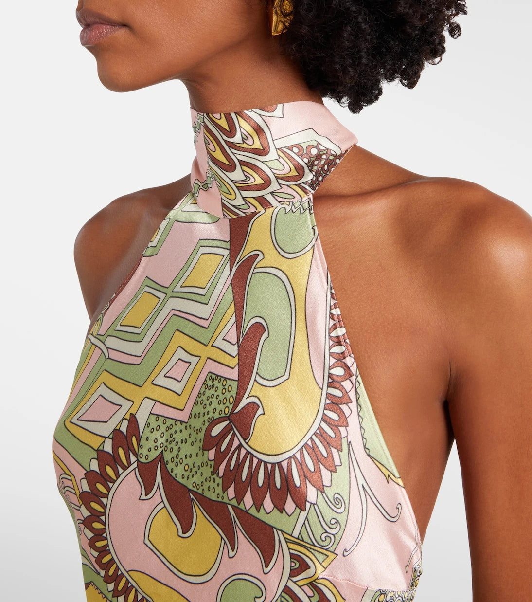 Rixo - Maura printed halterneck satin midi dress