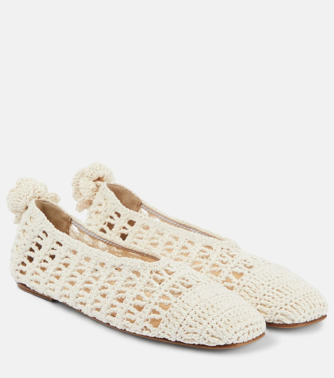 Magda Butrym - Floral-appliqué crochet ballet flats
