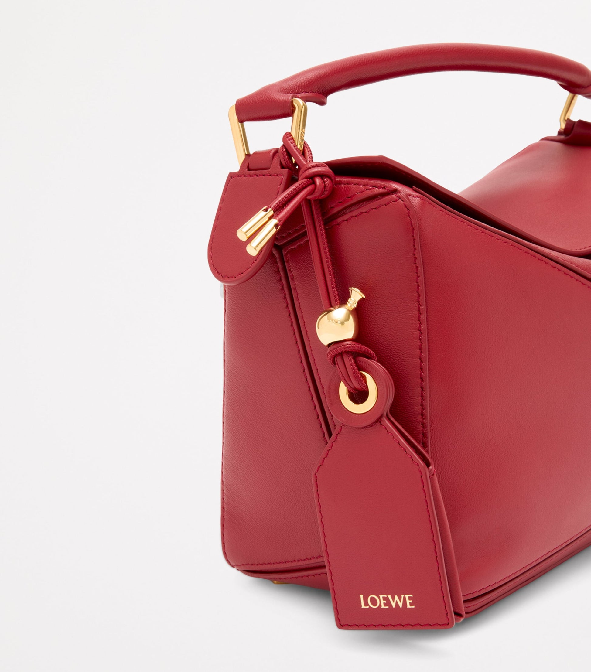 LOEWE Red Small Leather Featherlight Puzzle Top-Handle Bag