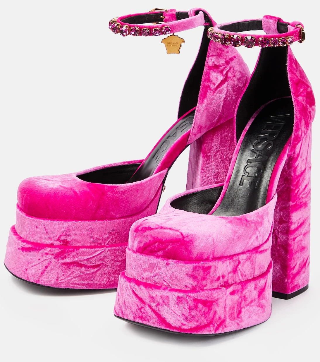Versace - Medusa Aevitas velvet platform pumps