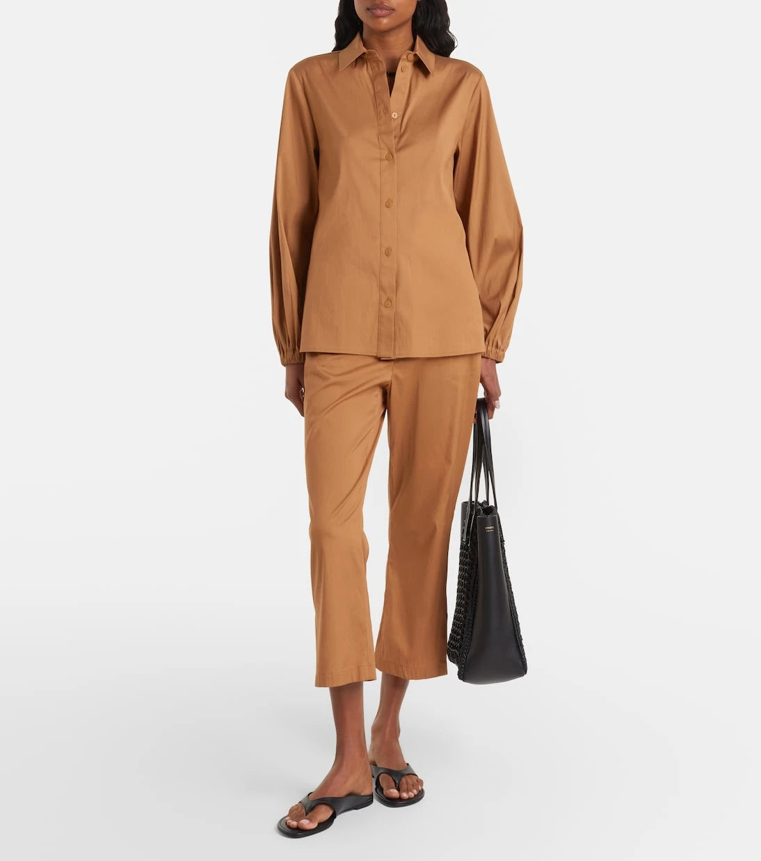 Max Mara - Curve cotton-blend cropped straight pants