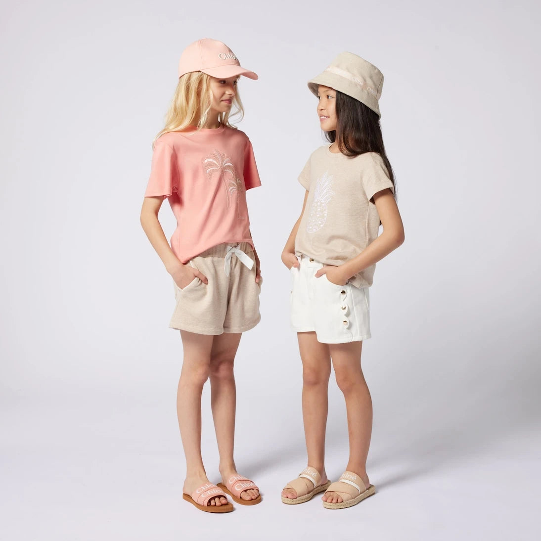 Chloé Kids - شورت جيرسي قطني مطرز