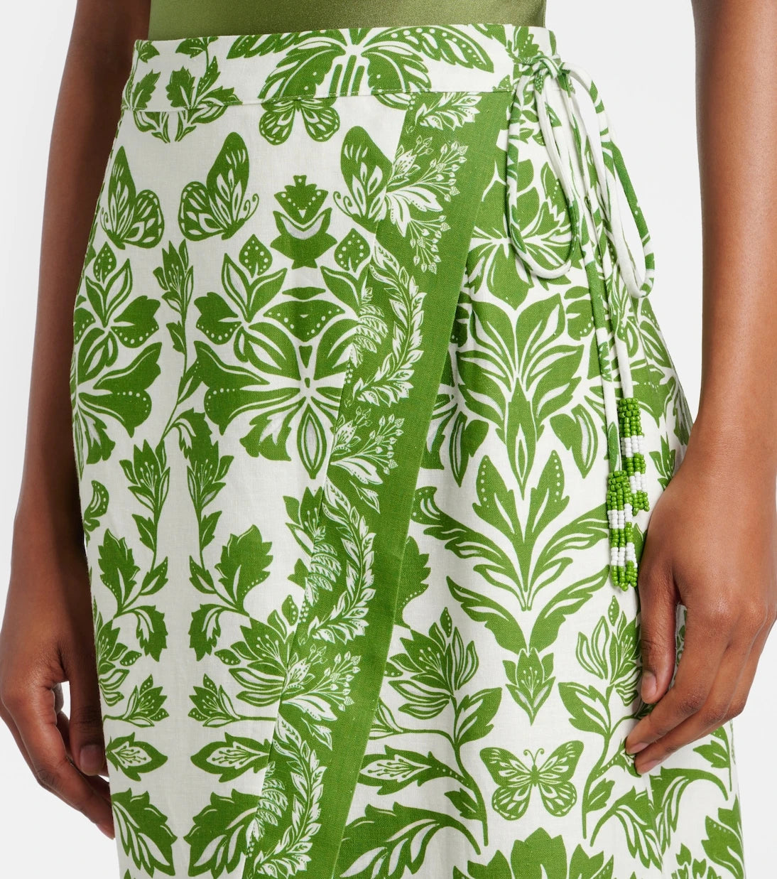 Farm Rio - Delicate Tapestry linen-blend midi skirt