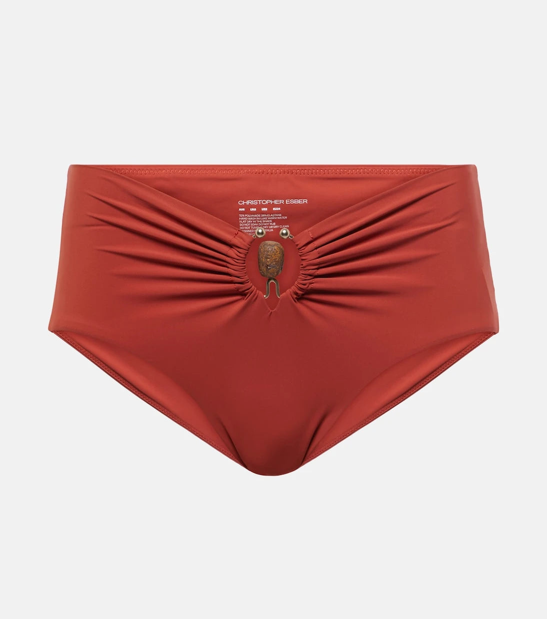 Christopher Esber - Embellished ruched high-rise bikini bottoms