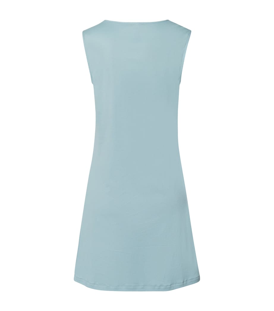 Hanro Blue Cotton Lace-Trim Moments Nightdress