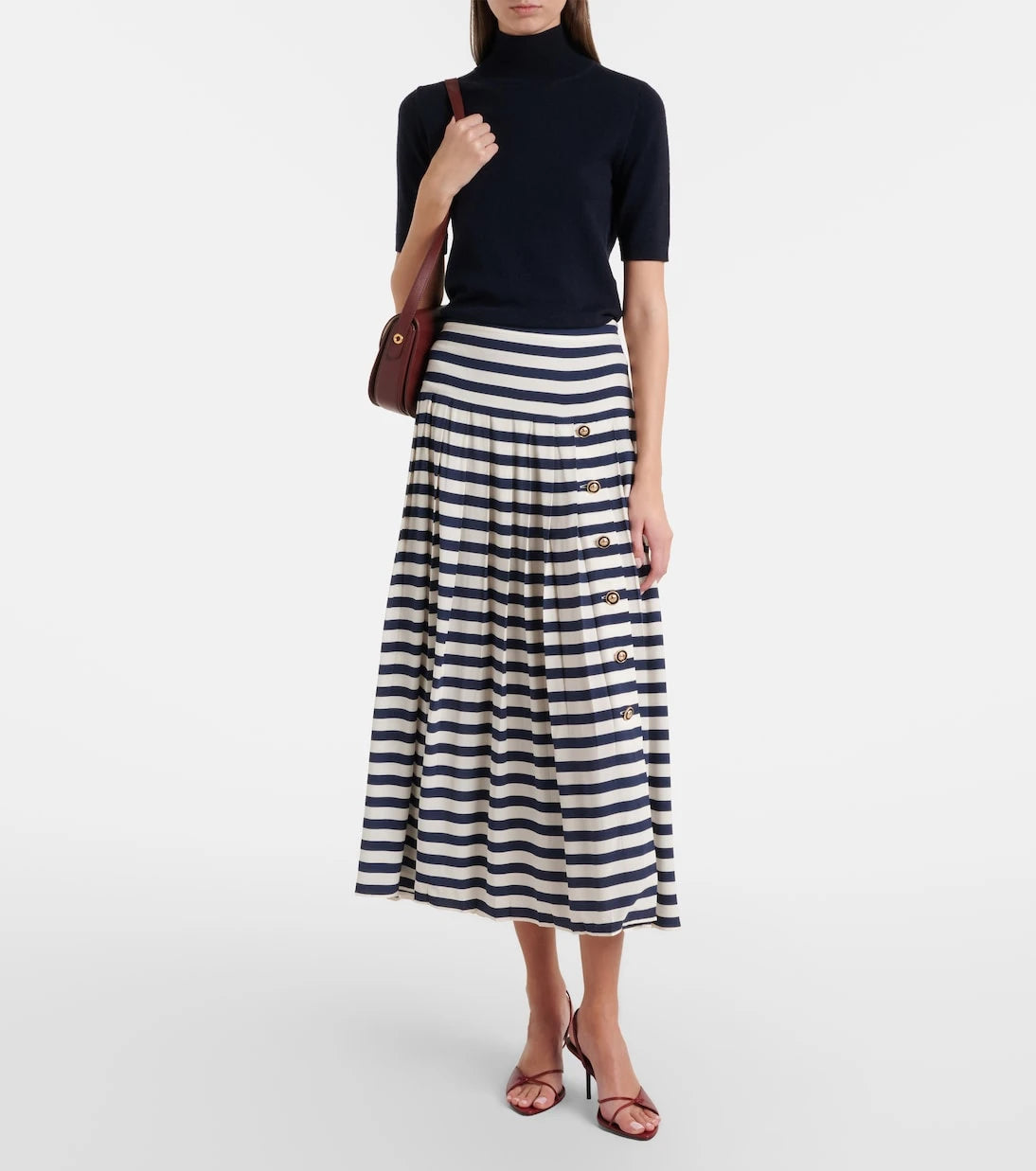 Rixo - Lea striped midi skirt