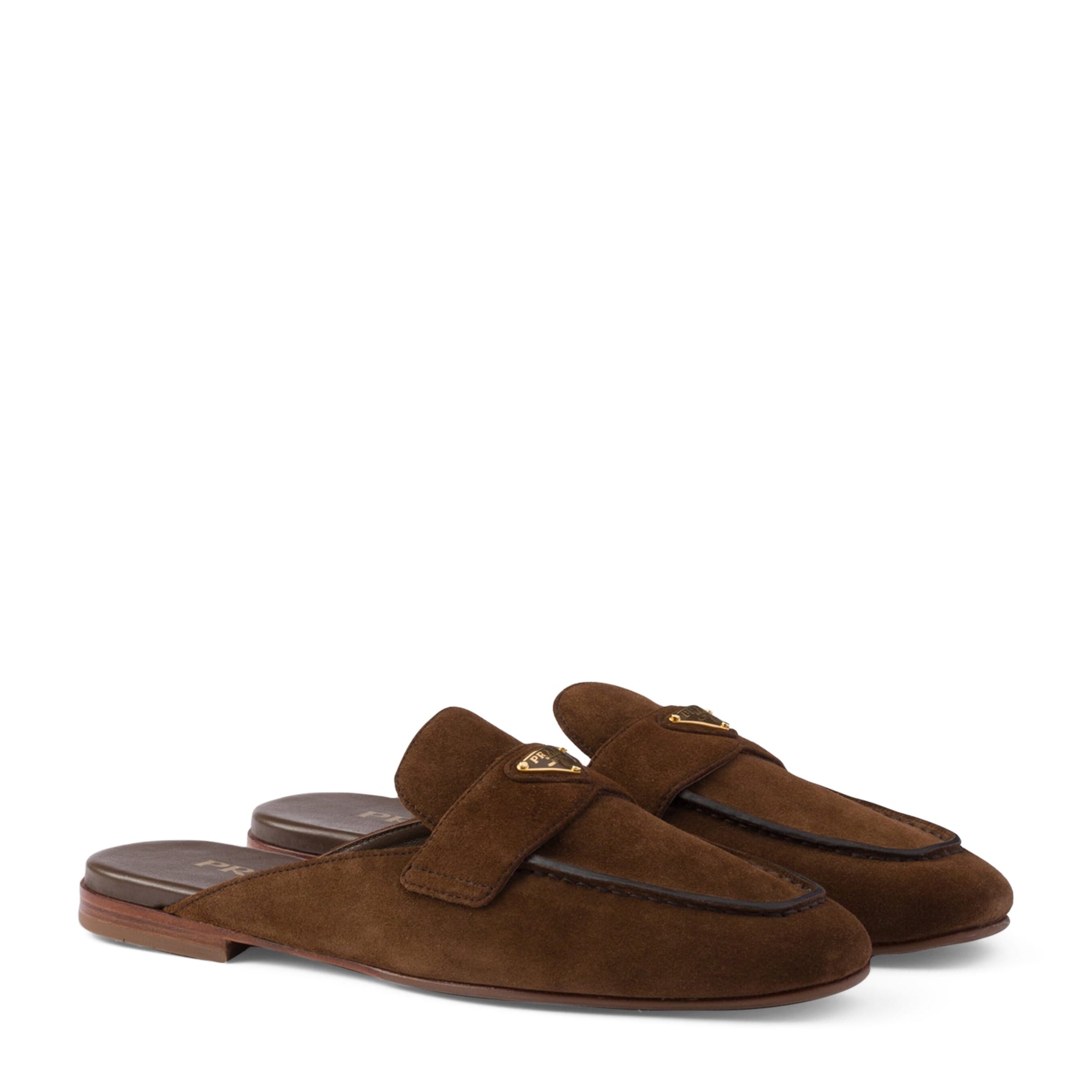 Brown Suede Triangle Mules