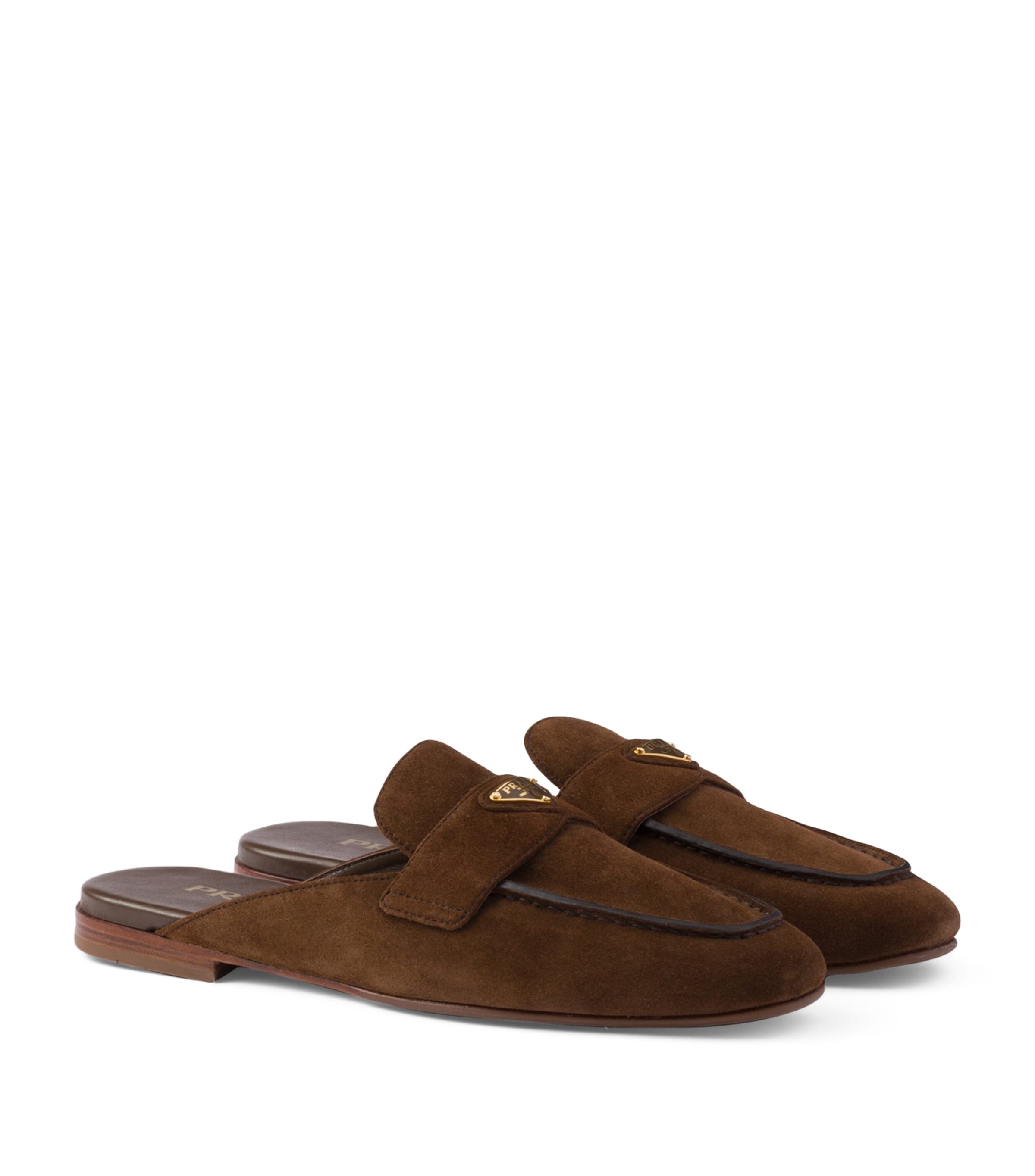 Brown Suede Triangle Mules