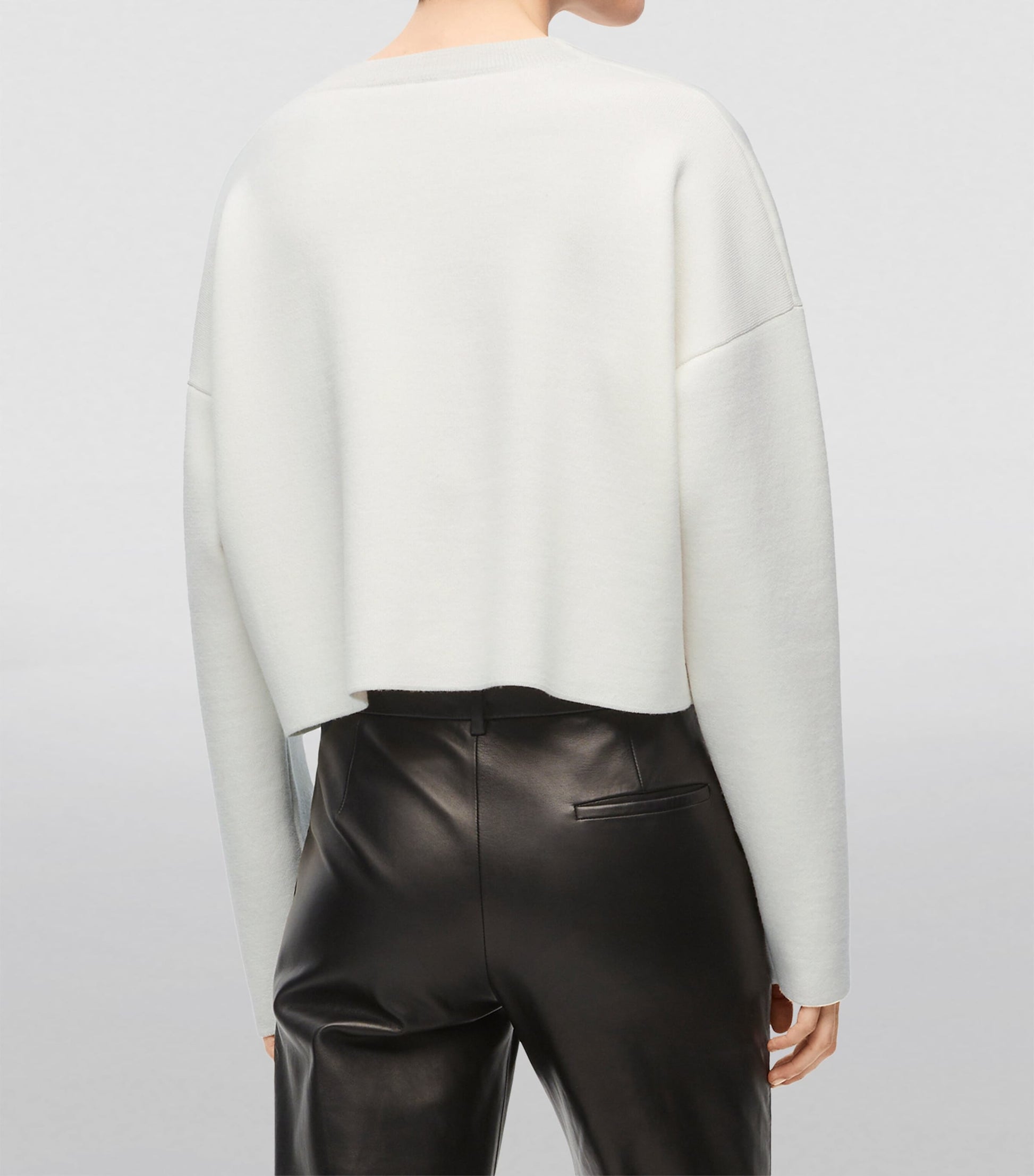 White Cropped Anagram Sweater