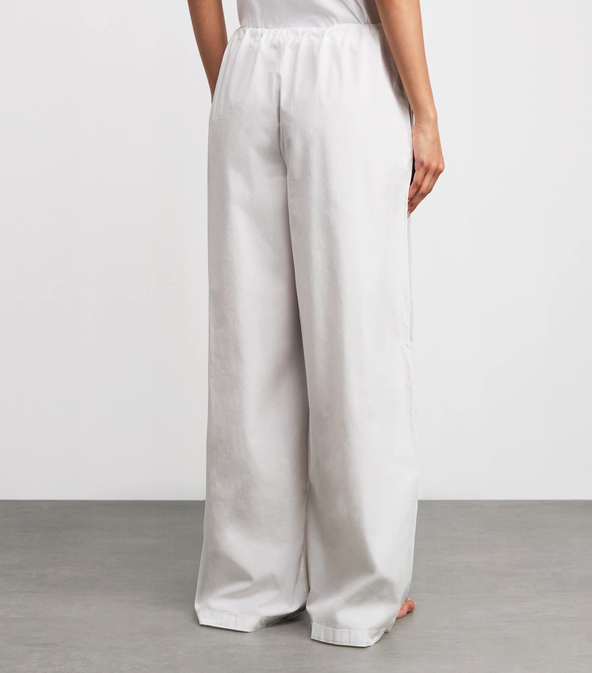 Skims White Cotton Poplin Wide-Leg Trousers