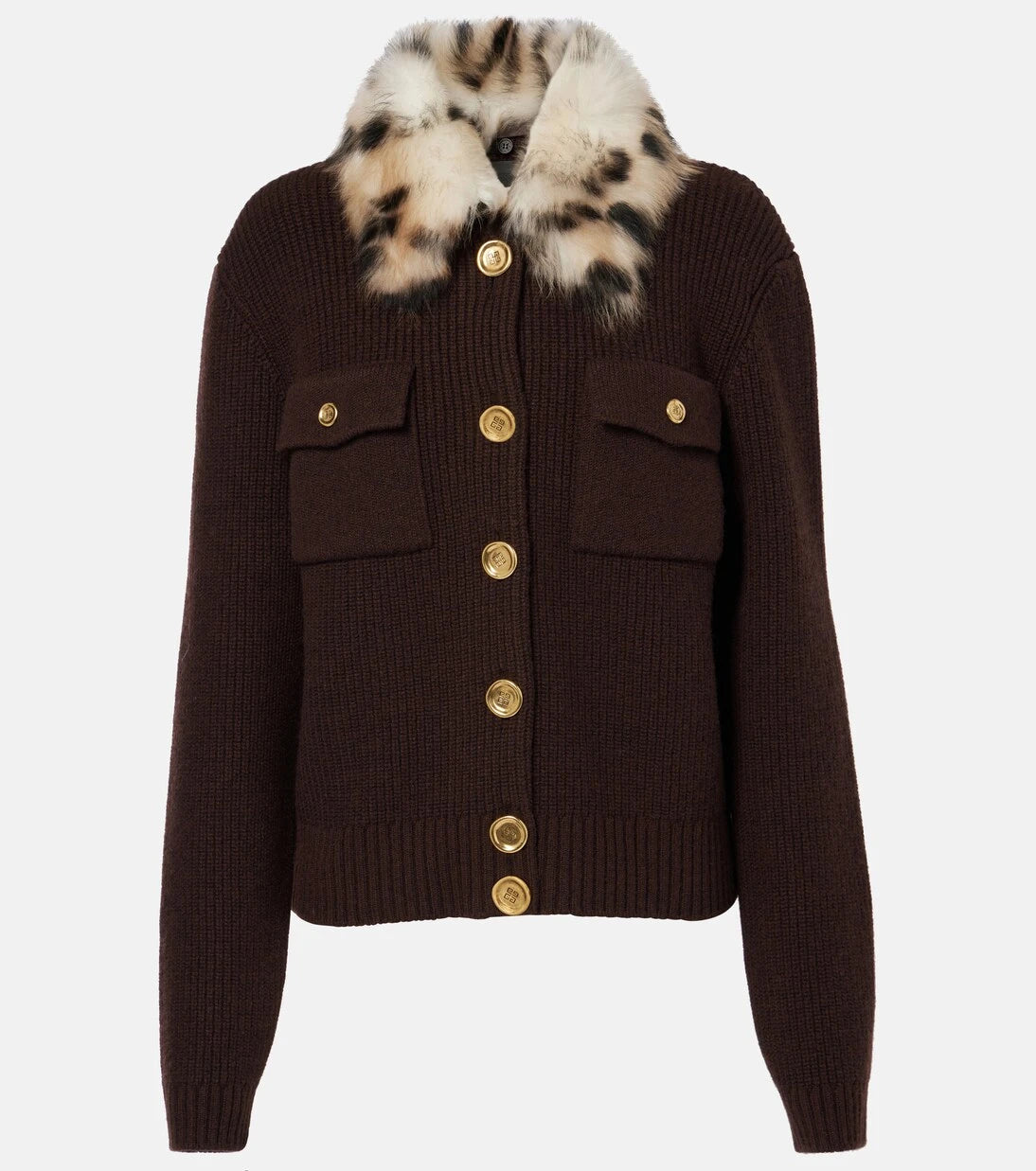 Givenchy - Shearling-trimmed wool and cashmere-blend cardigan