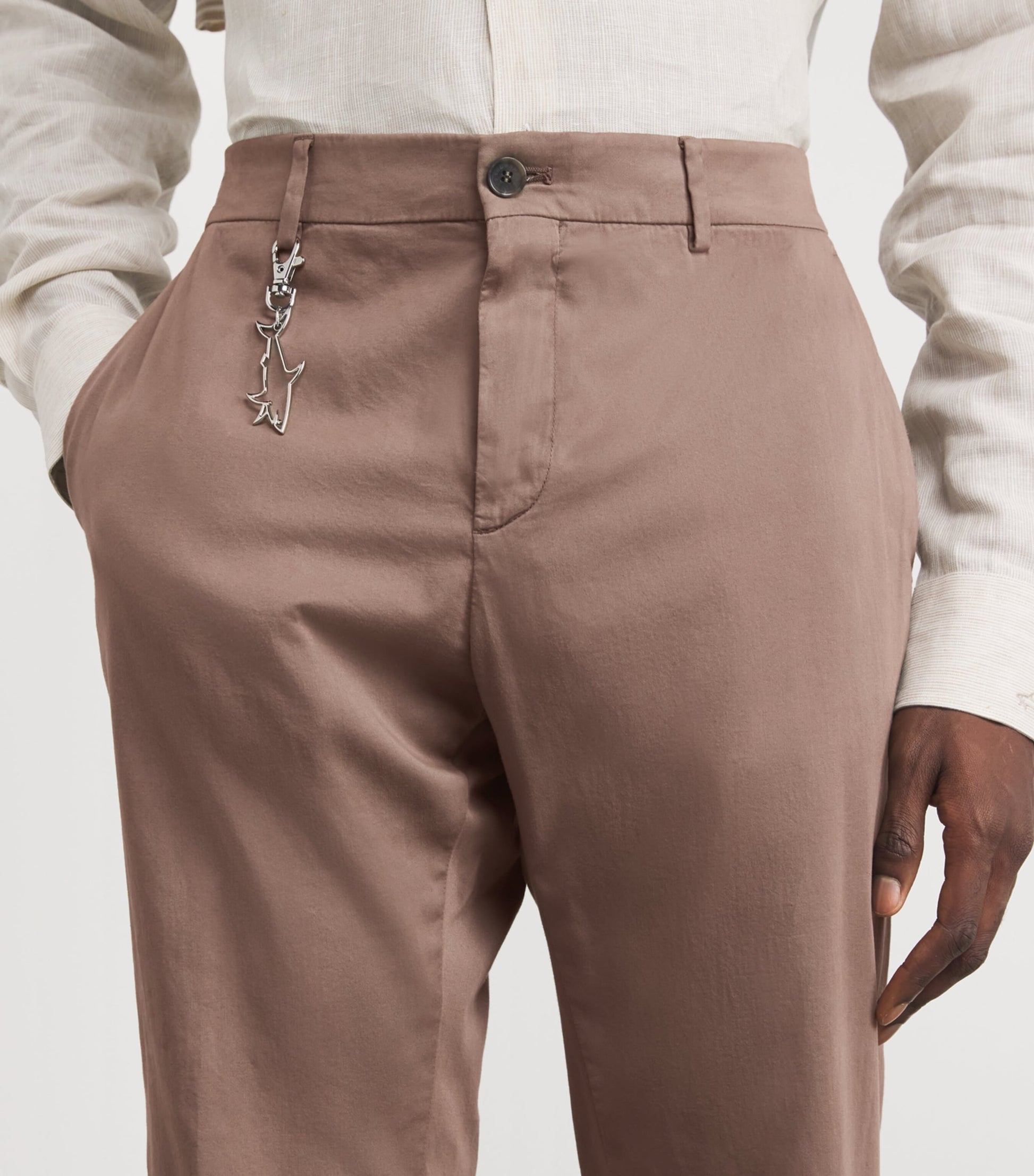 Cotton-Silk-Blend Straight Chinos