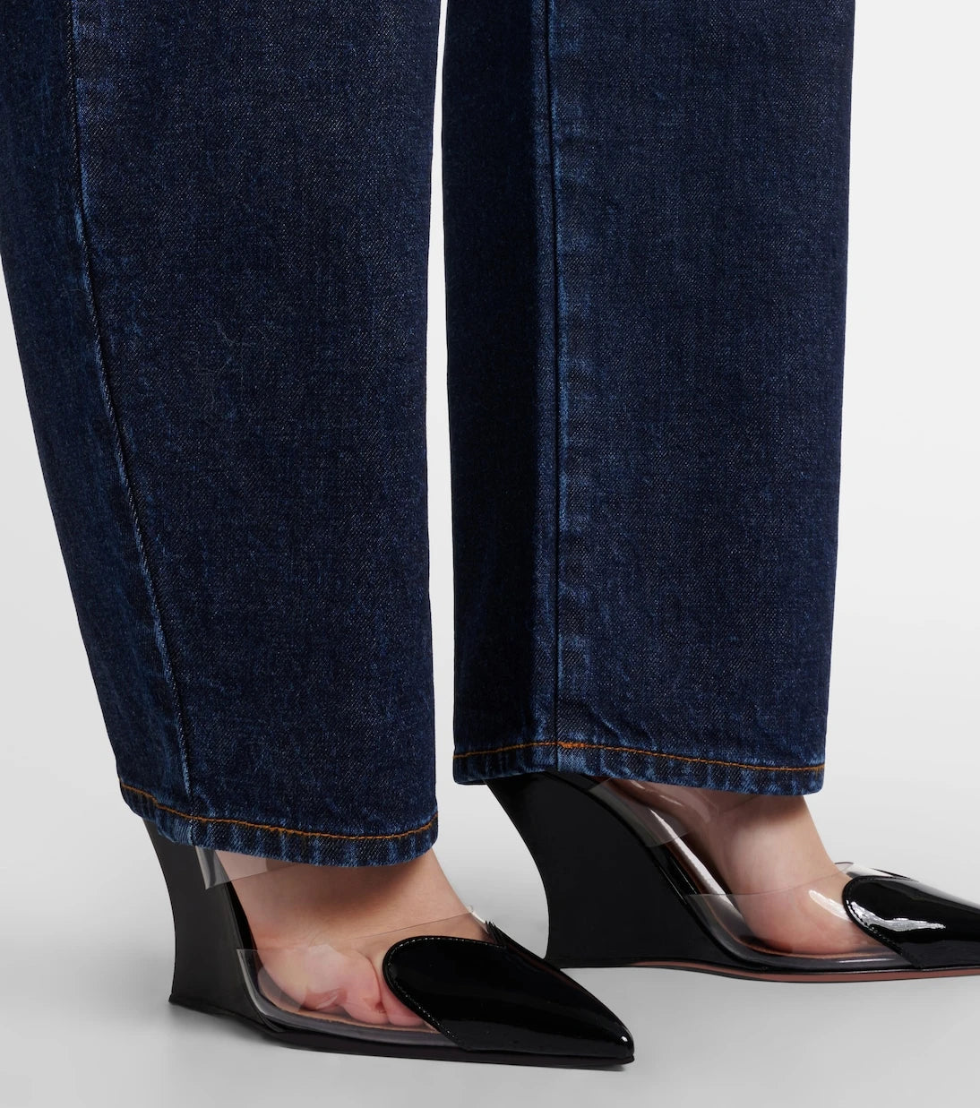 Alaïa - Le Cœur 90 PU and leather wedge mules