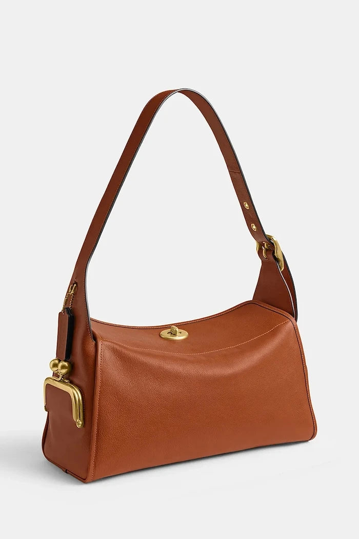 Coach чанта тип хобо дамска от кожа Turnlock Haversack Bag
