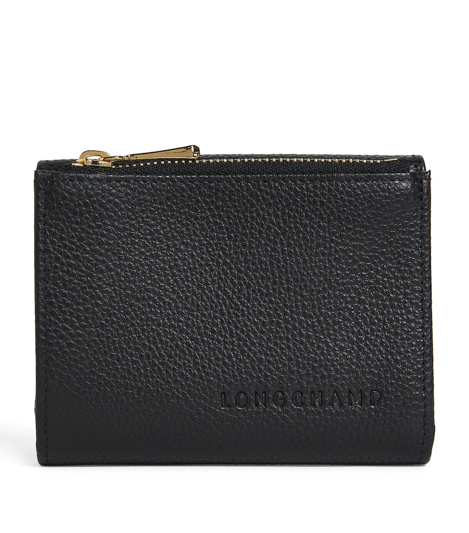 Black Leather Le Foulonné Compact Wallet