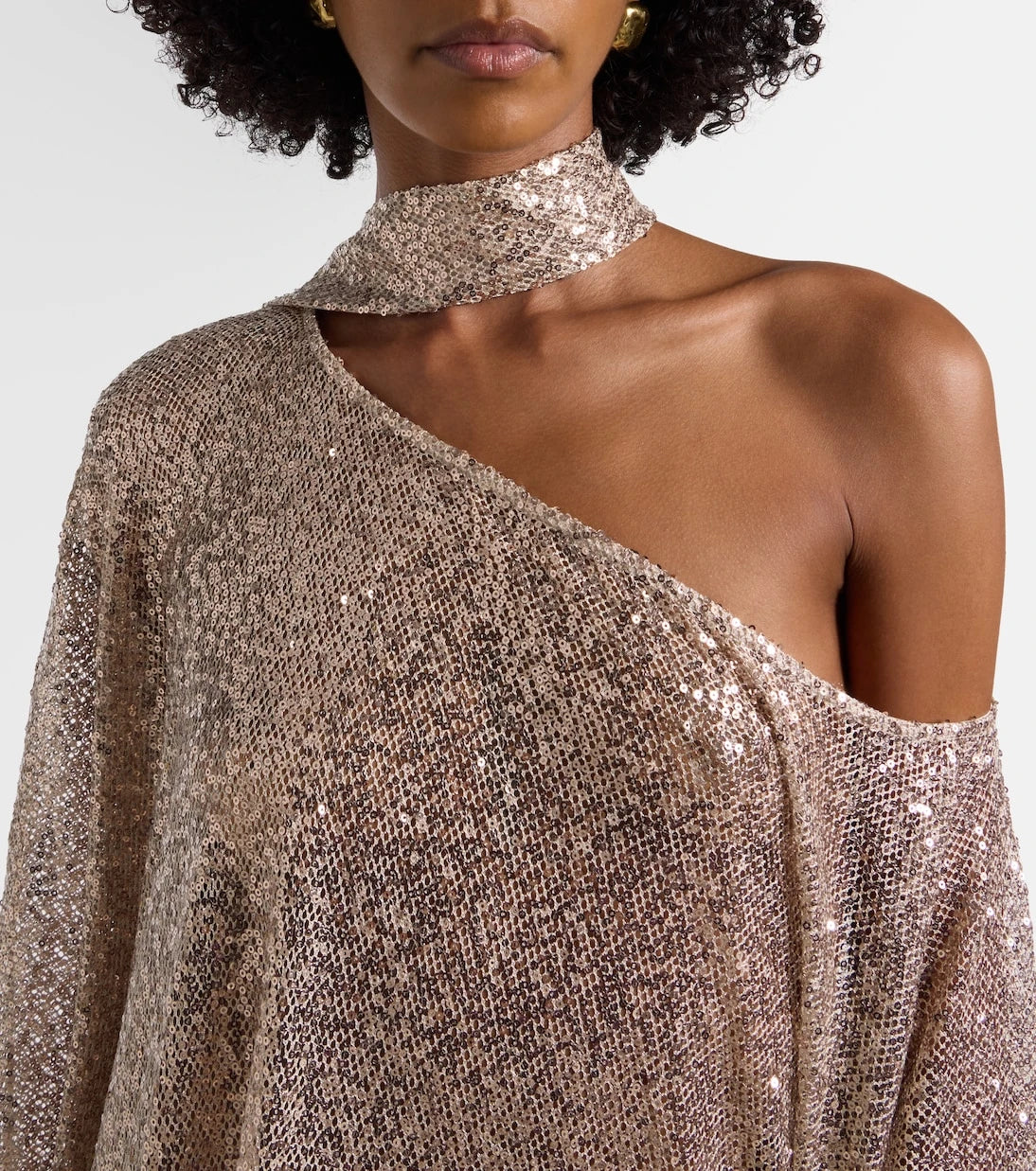 Taller Marmo - Trebbia asymmetric sequined mesh kaftan