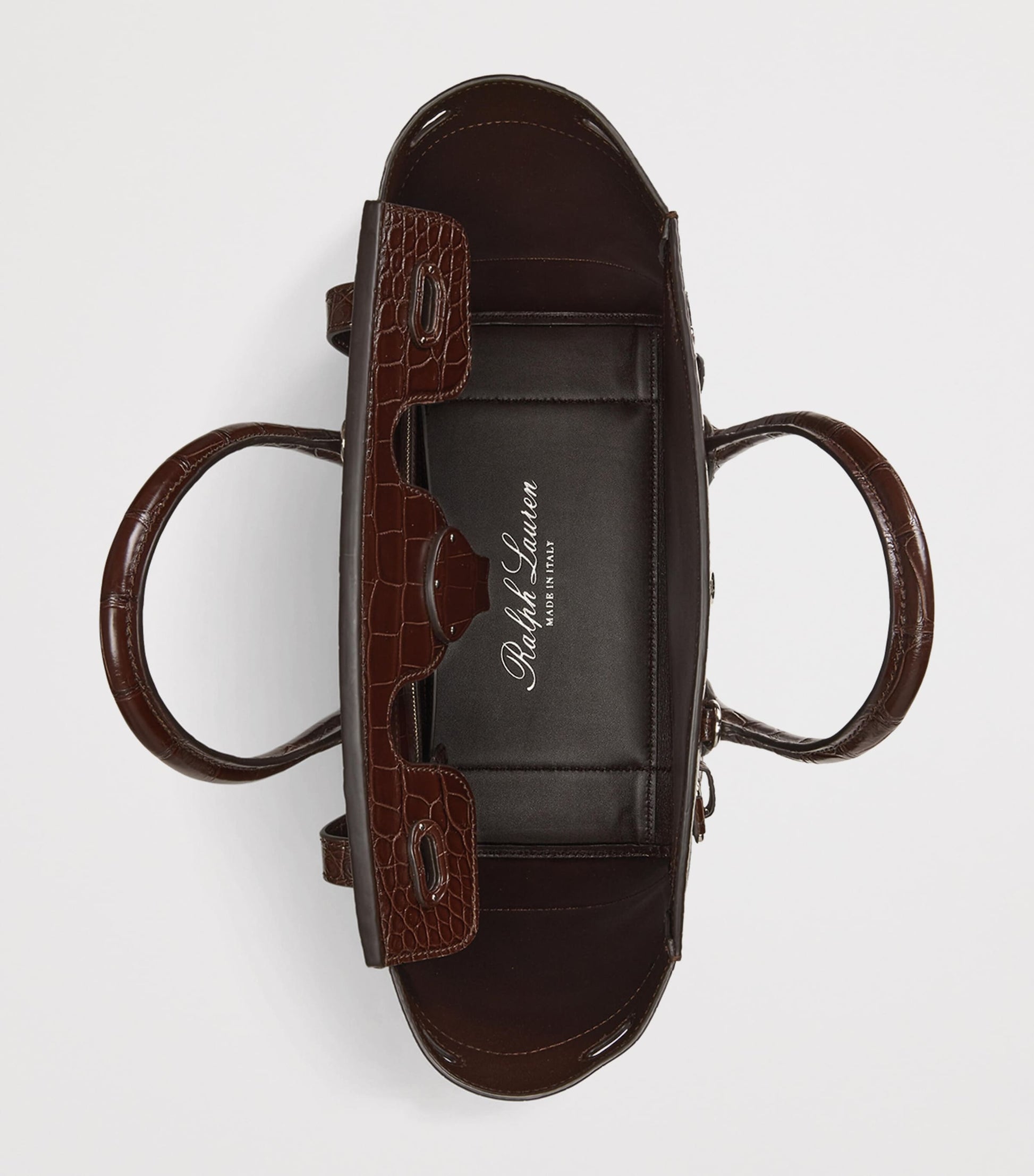 Ralph Lauren Collection Grey Wool-Alligator Soft Ricky 33 Top-Handle Bag