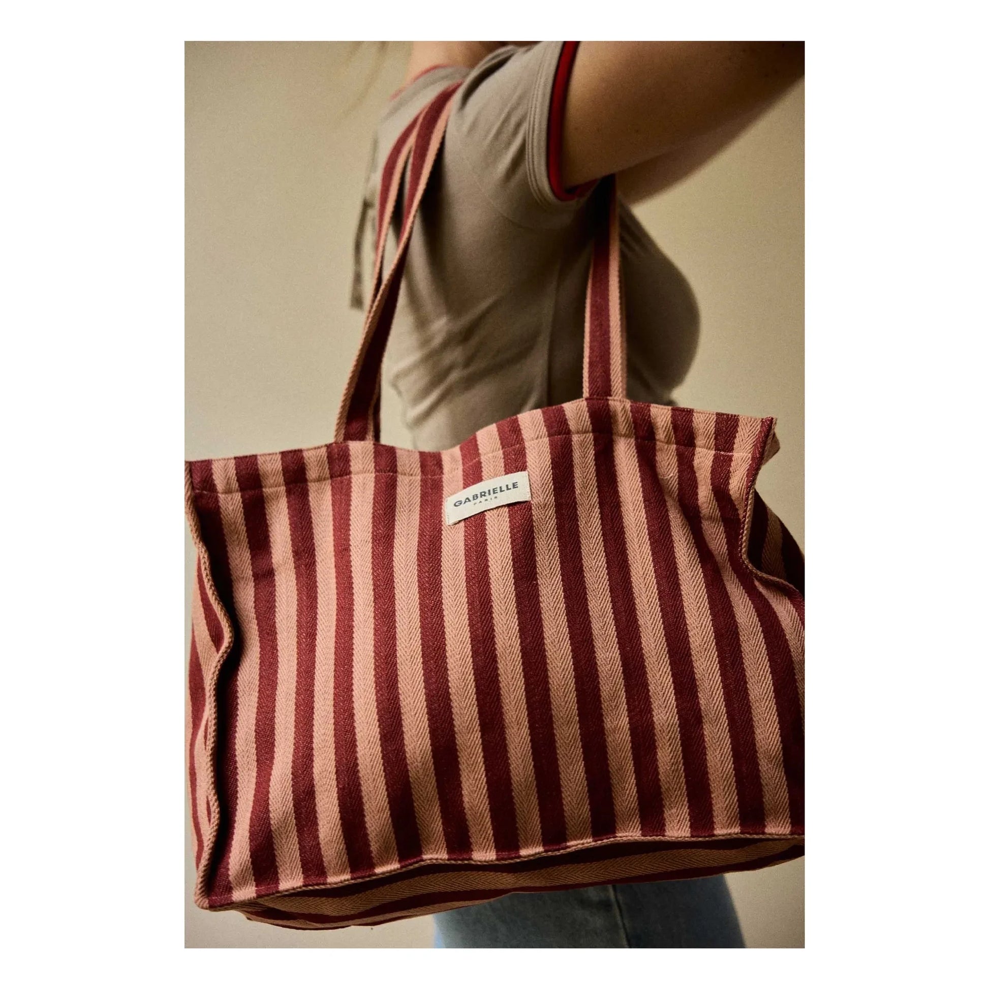Gabrielle Paris - Garance Striped Weekend Bag  | Red