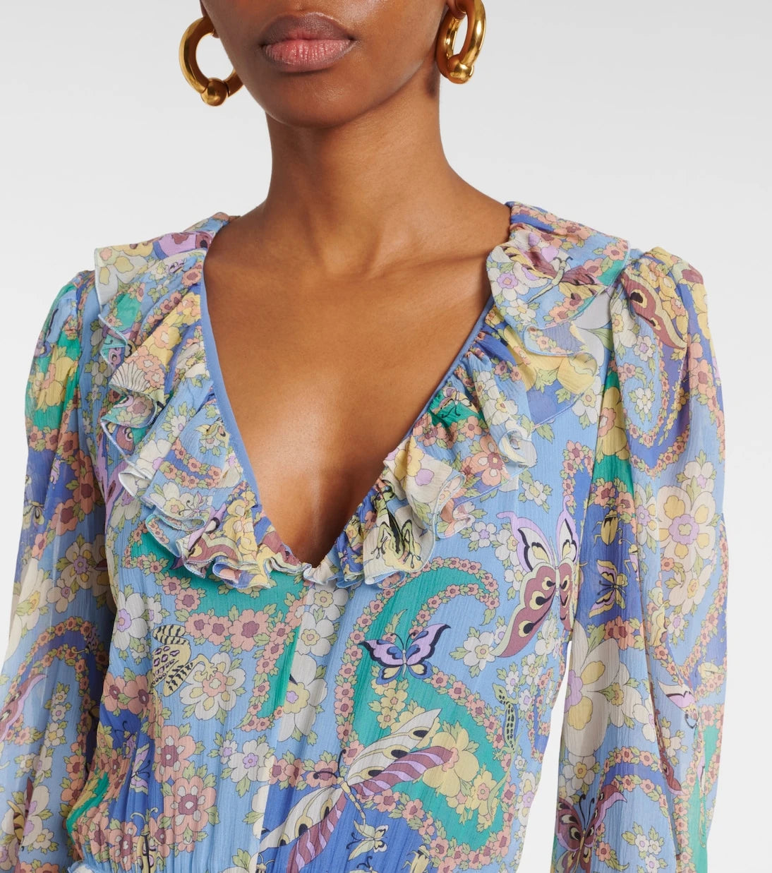 إترو - فستان سهرة حريري بنقشة الزهور