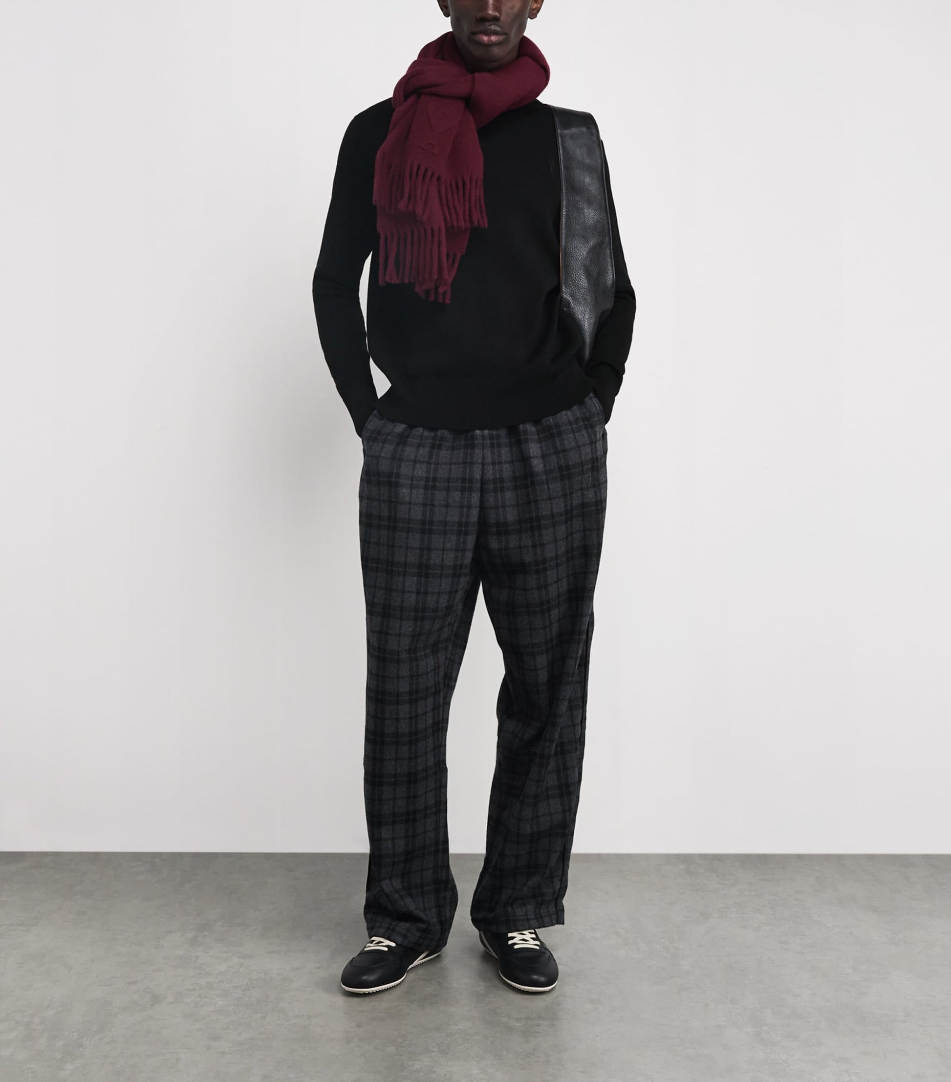 AMI Paris Black Merino Wool Logo Sweatshirt