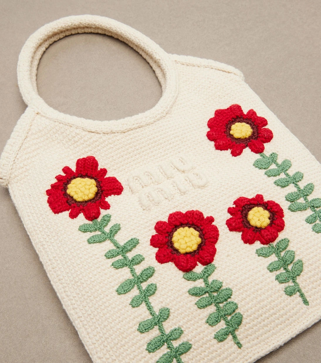 Miu Miu - Ivy embroidered crochet tote bag