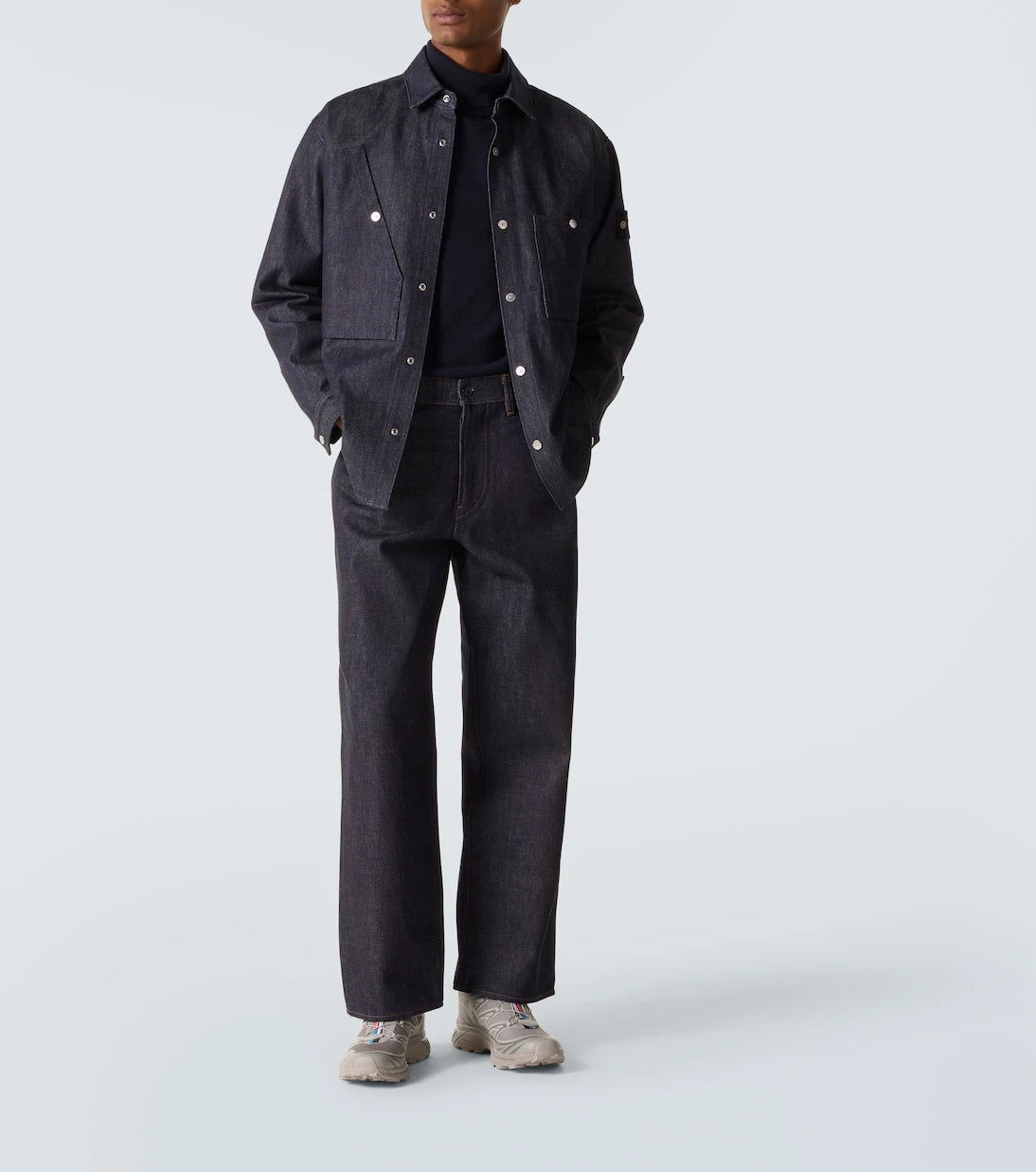 Stone Island - بنطلون جينز بقصة مستقيمة وخصر متوسط الارتفاع
