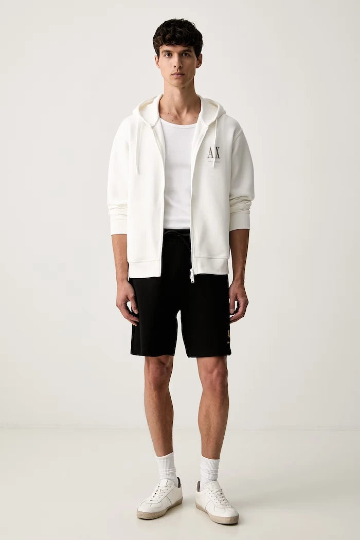 Armani Exchange fermuarlı kapüşonlu erkek pamuklu sweatshirt
