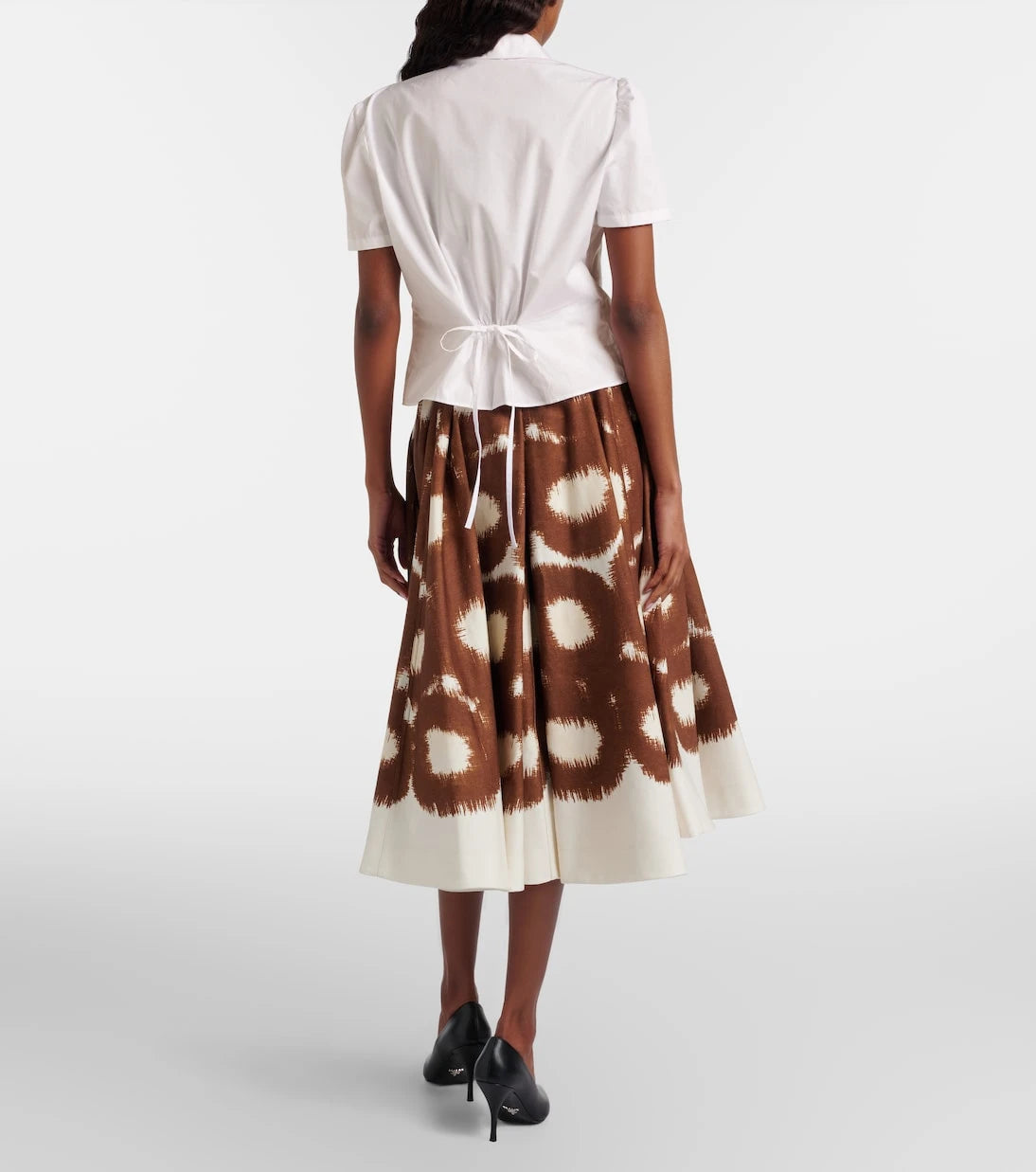 Prada - Printed cotton canvas midi skirt