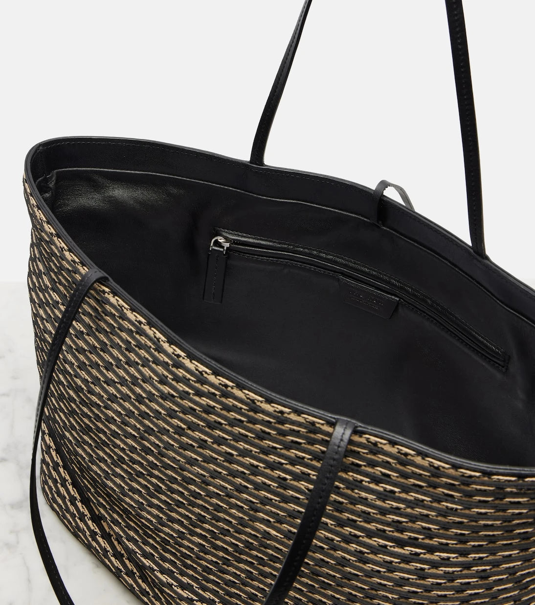 The Row - Beau Large leather-trimmed raffia tote bag