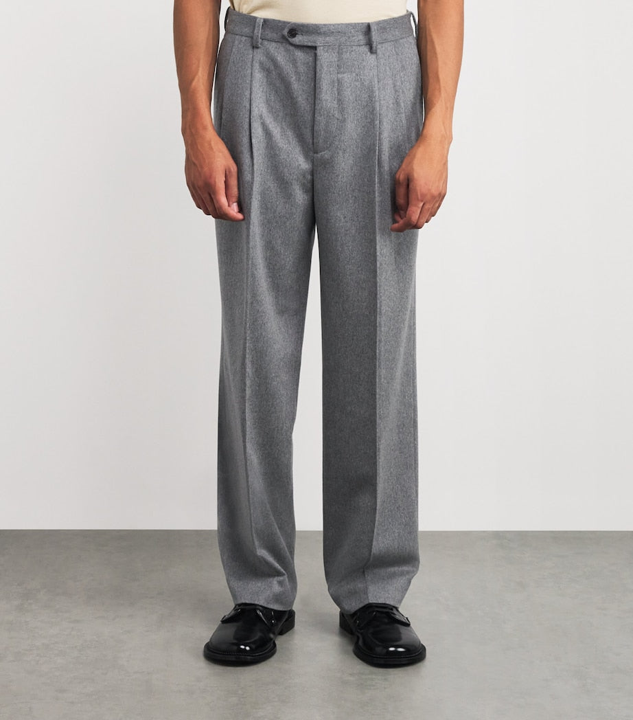 Cashmere Pleated Straight Trousers