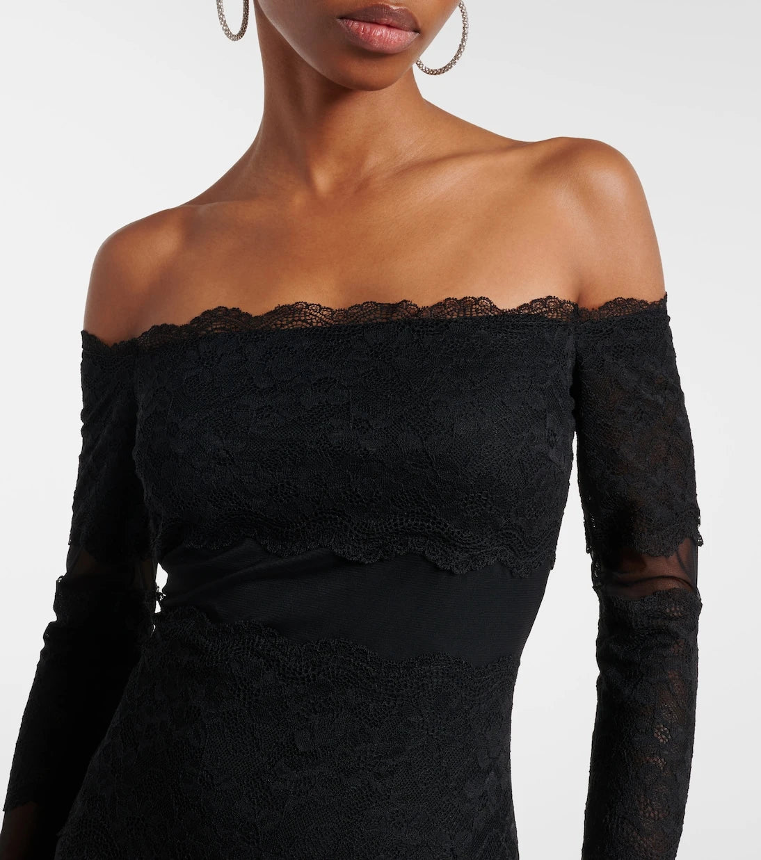 Blumarine - Off-shoulder lace tulle maxi dress