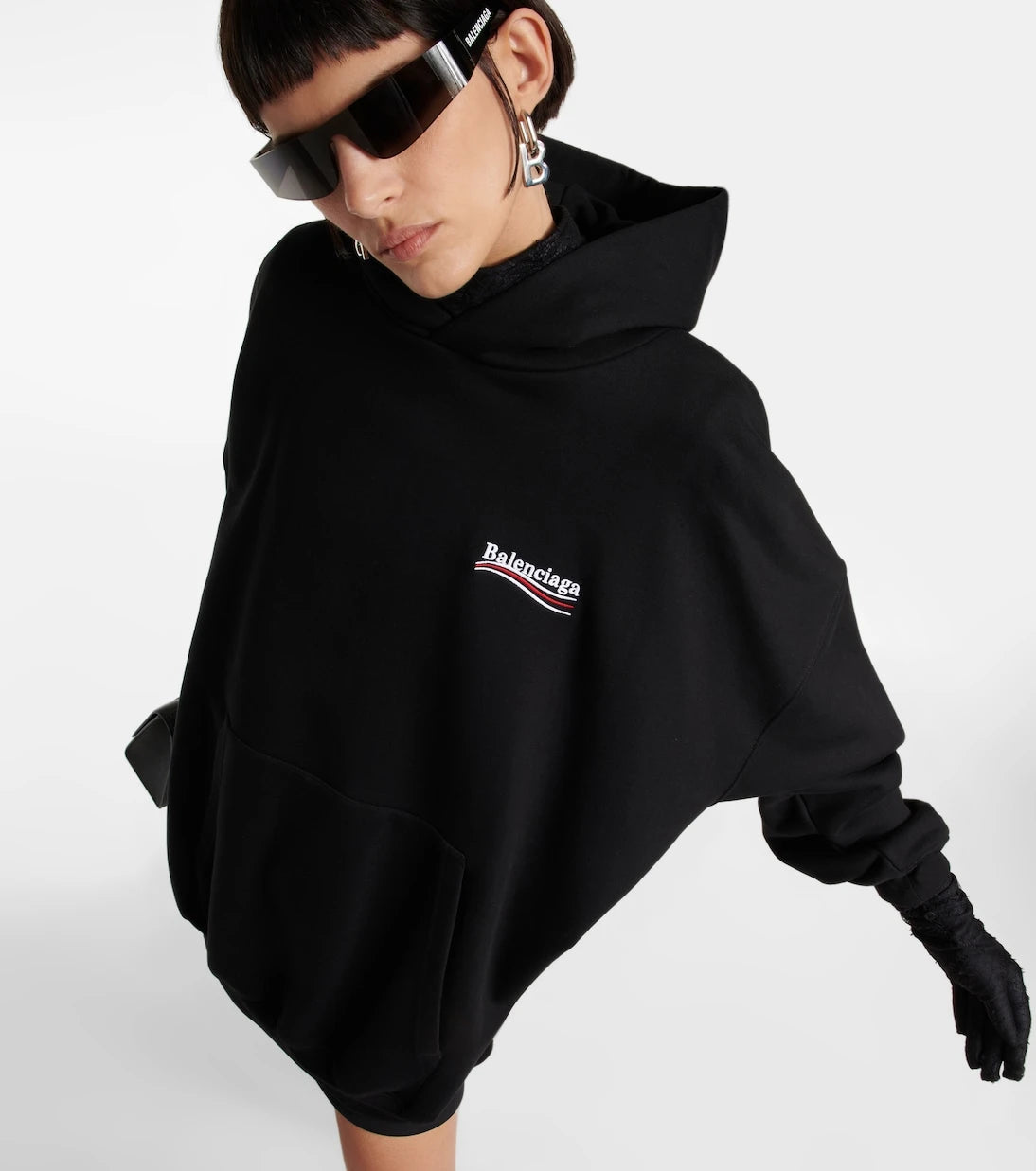 Balenciaga - سترة قطنية بغطاء رأس كبيرة الحجم