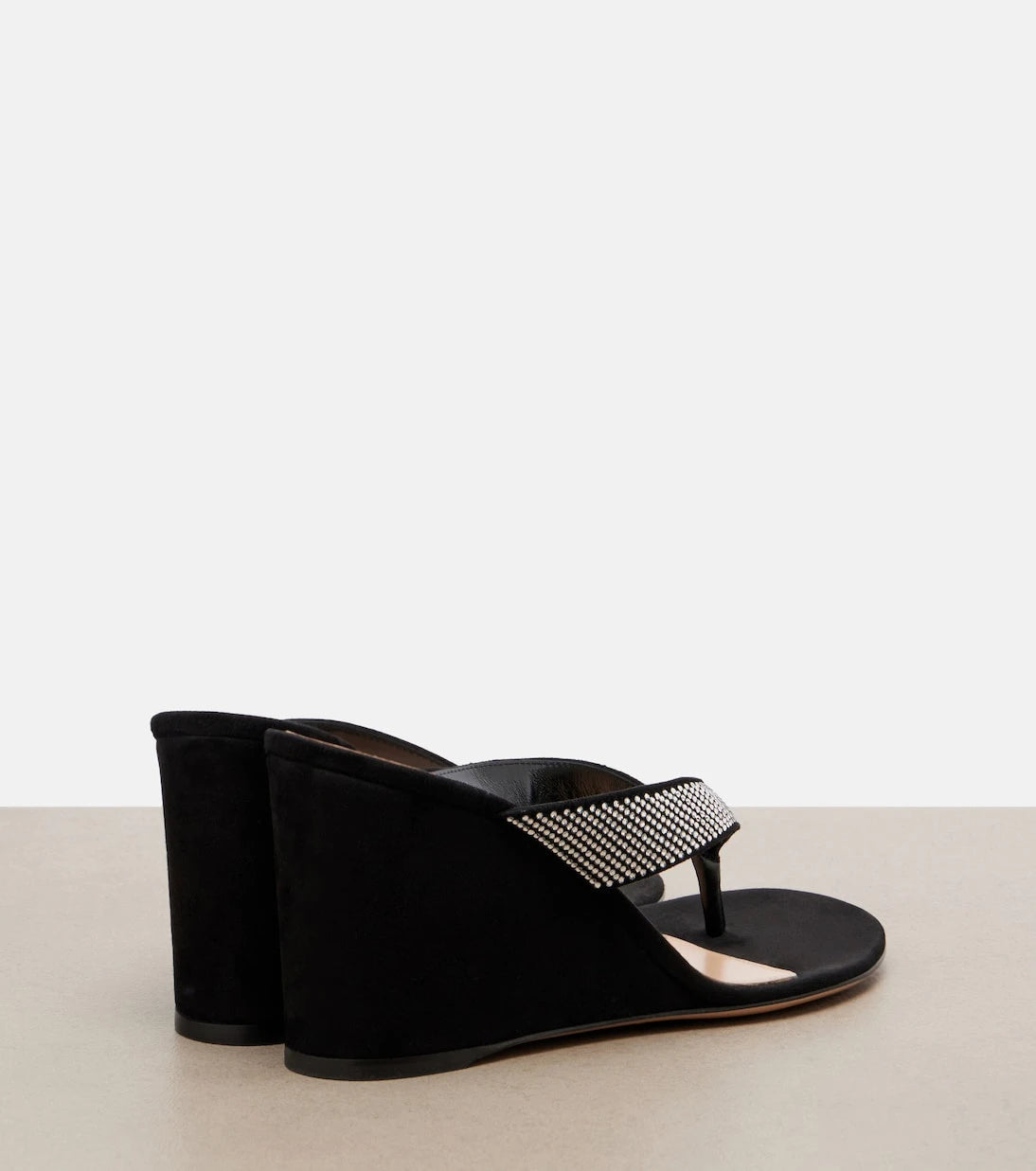 Gianvito Rossi - Crystal-embellished suede wedge thong sandals