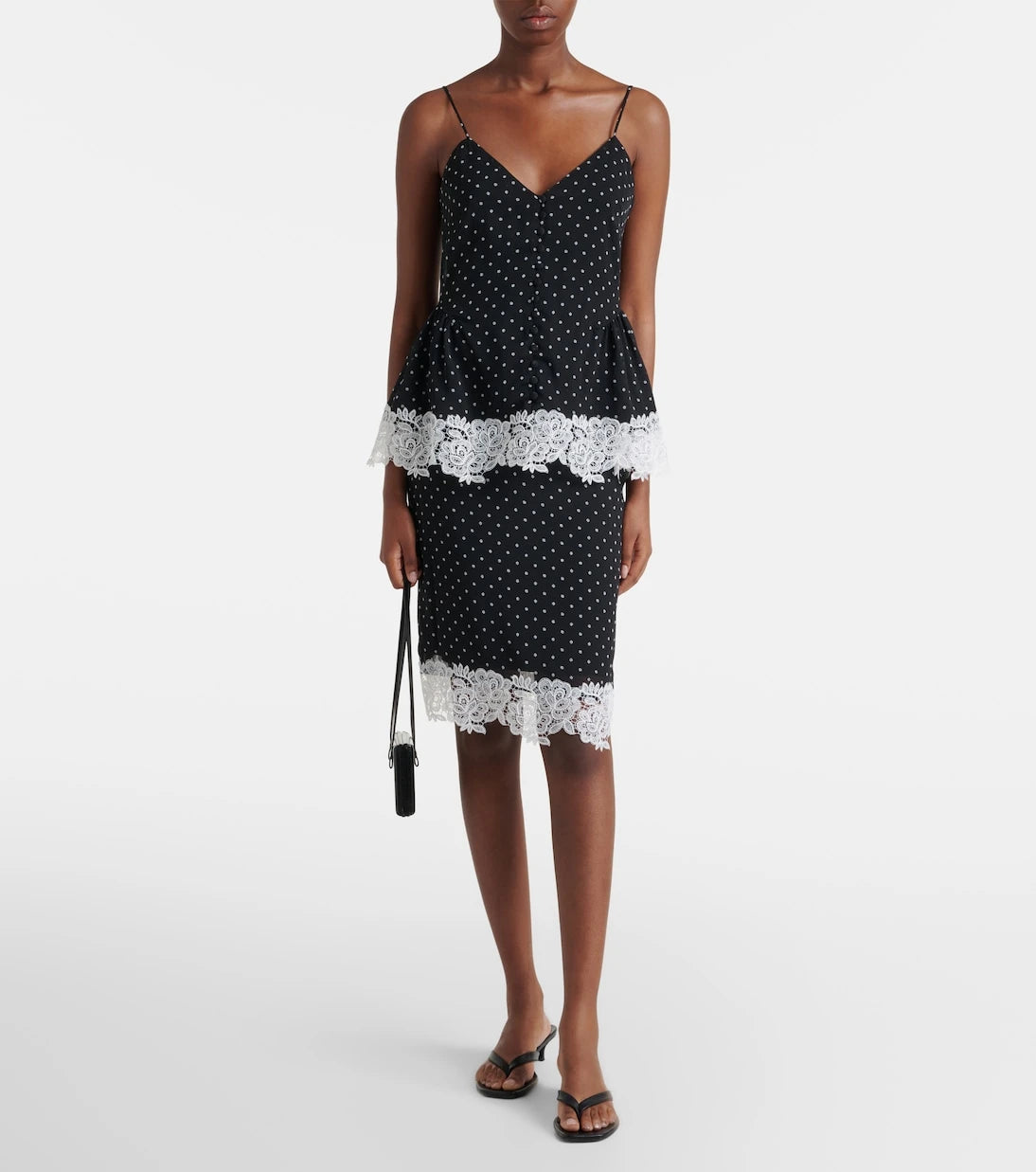 Rotate - Lace-trimmed polka-dot camisole