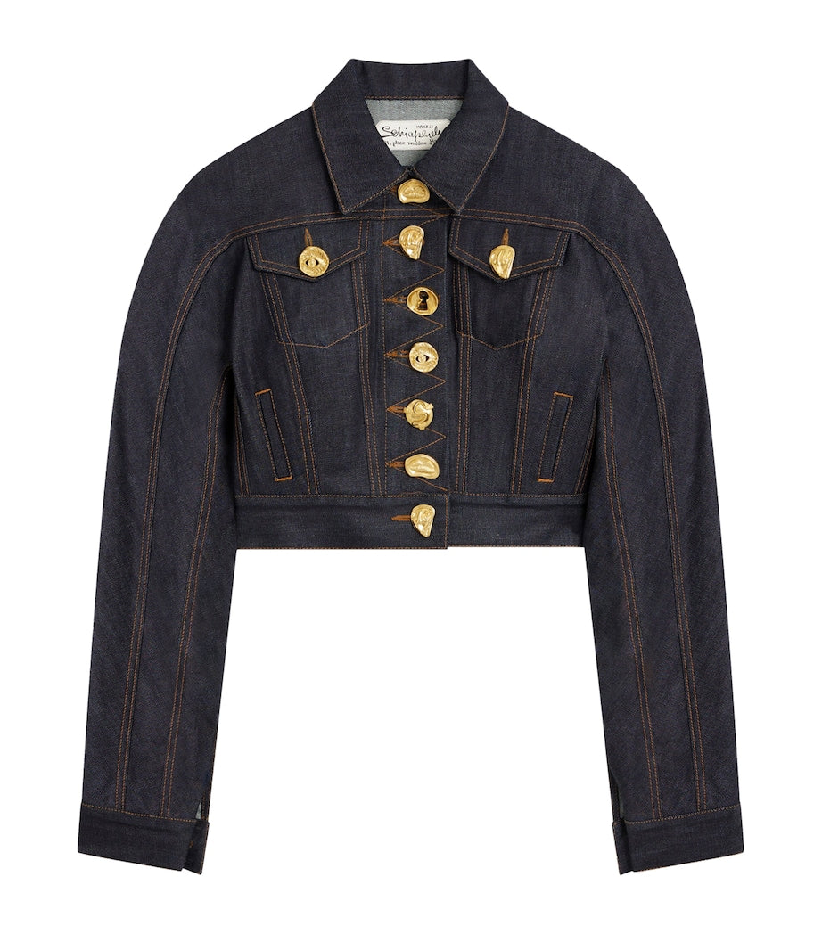 Blue Cropped Denim Jacket