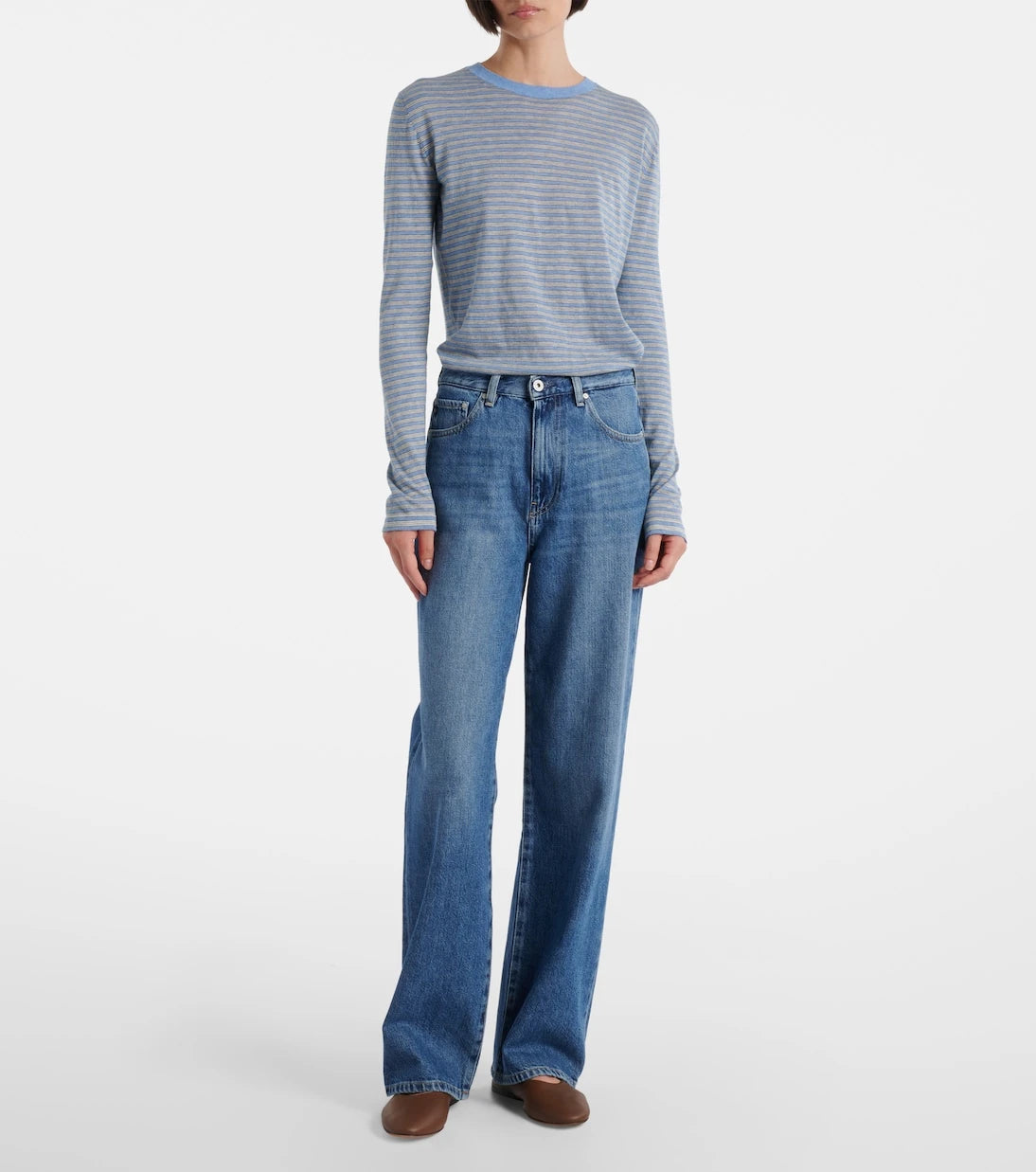 AG Jeans - جينز كورا بقصة ساق واسعة وخصر متوسط الارتفاع