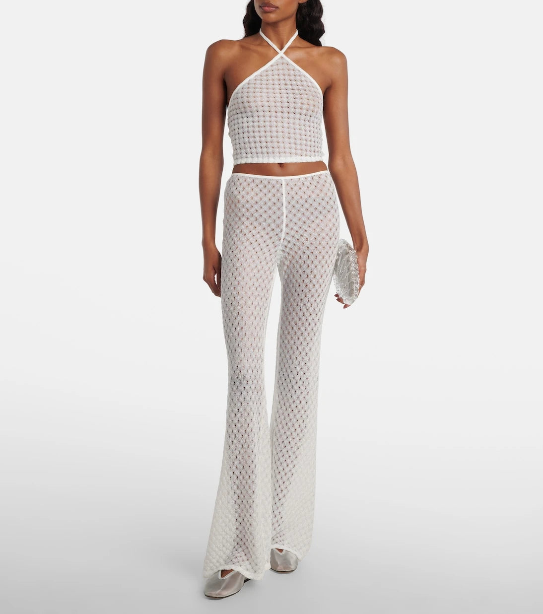 Missoni - Open-knit halterneck lamé crop top