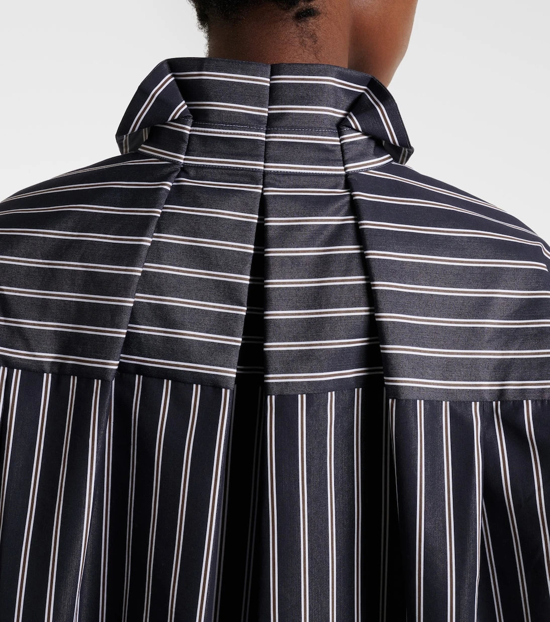 Sacai - قميص مخطط كبير الحجم من مزيج القطن