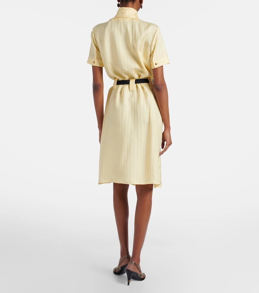 Versace - Greca jacquard satin shirt dress