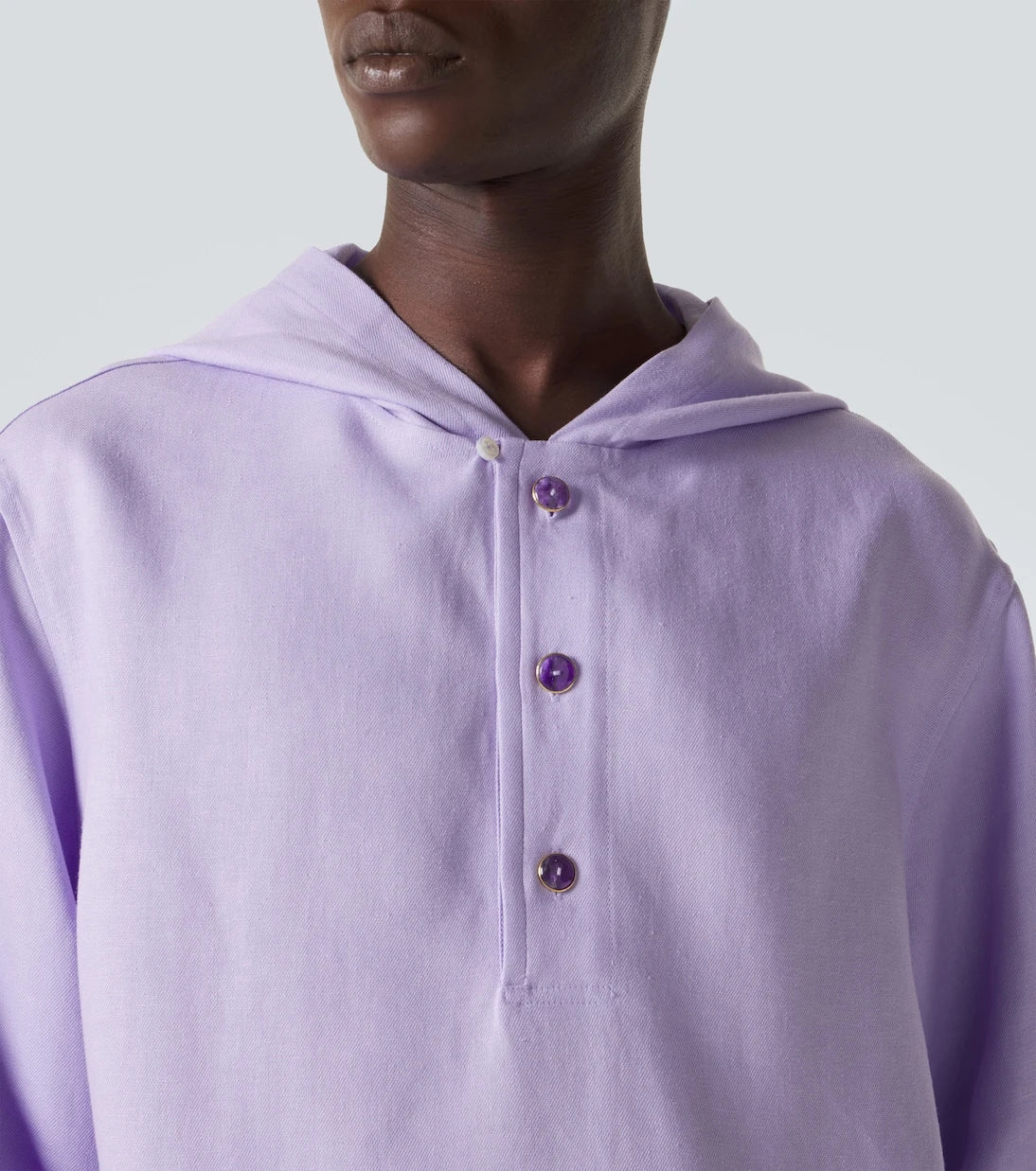 God's True Cashmere - Hooded linen jacket with amethyst