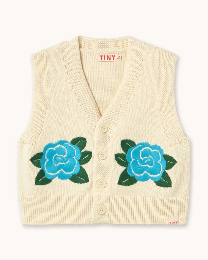 Tinycottons Çiçek Desenli Örme Çocuk Yeleği